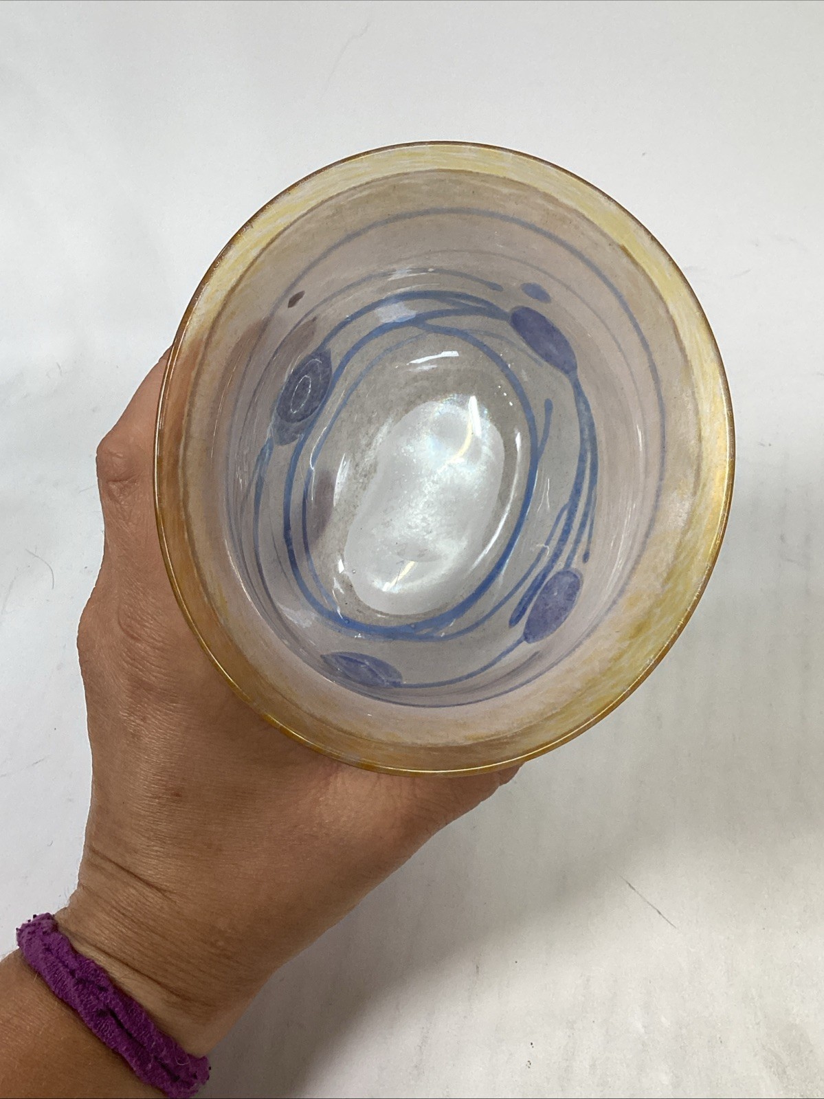 KOSTA BODA Signed Bertil Vallien BLUE GALAXY Sweden #58016 Glass Oval Bowl Vase