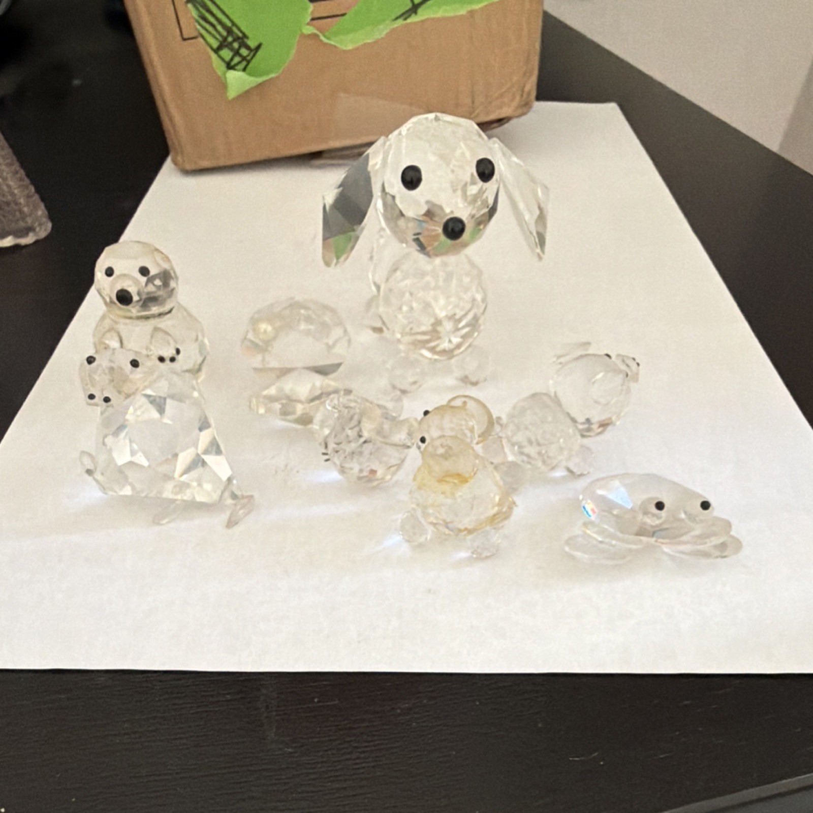 Crystal Clear Animal Figurine Set Decorative Glossy Collection