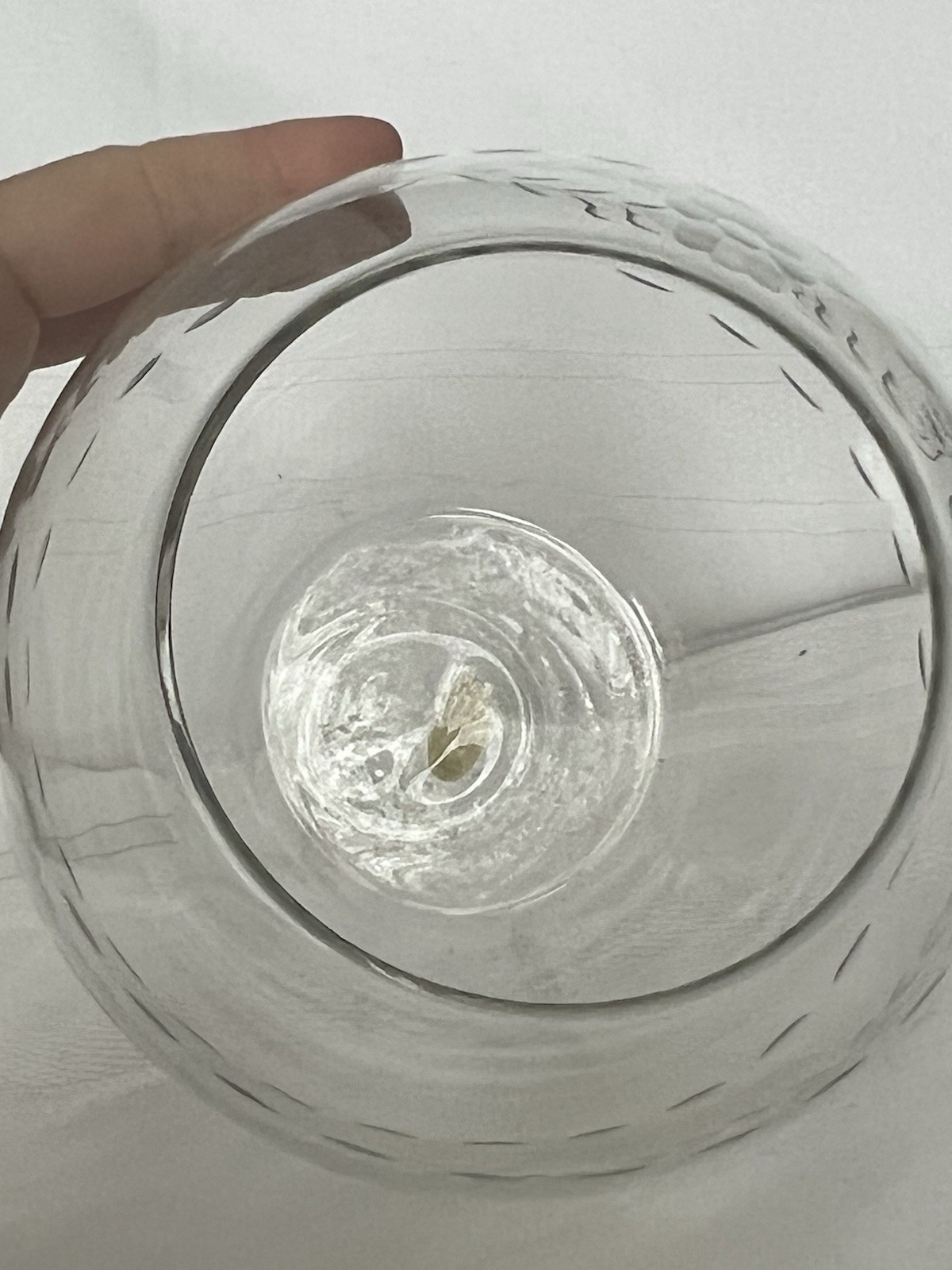 Vintage Etched Daisy Crystal Glass Fish Bowl Vase Clear 5” H X 6″ W LaTournous