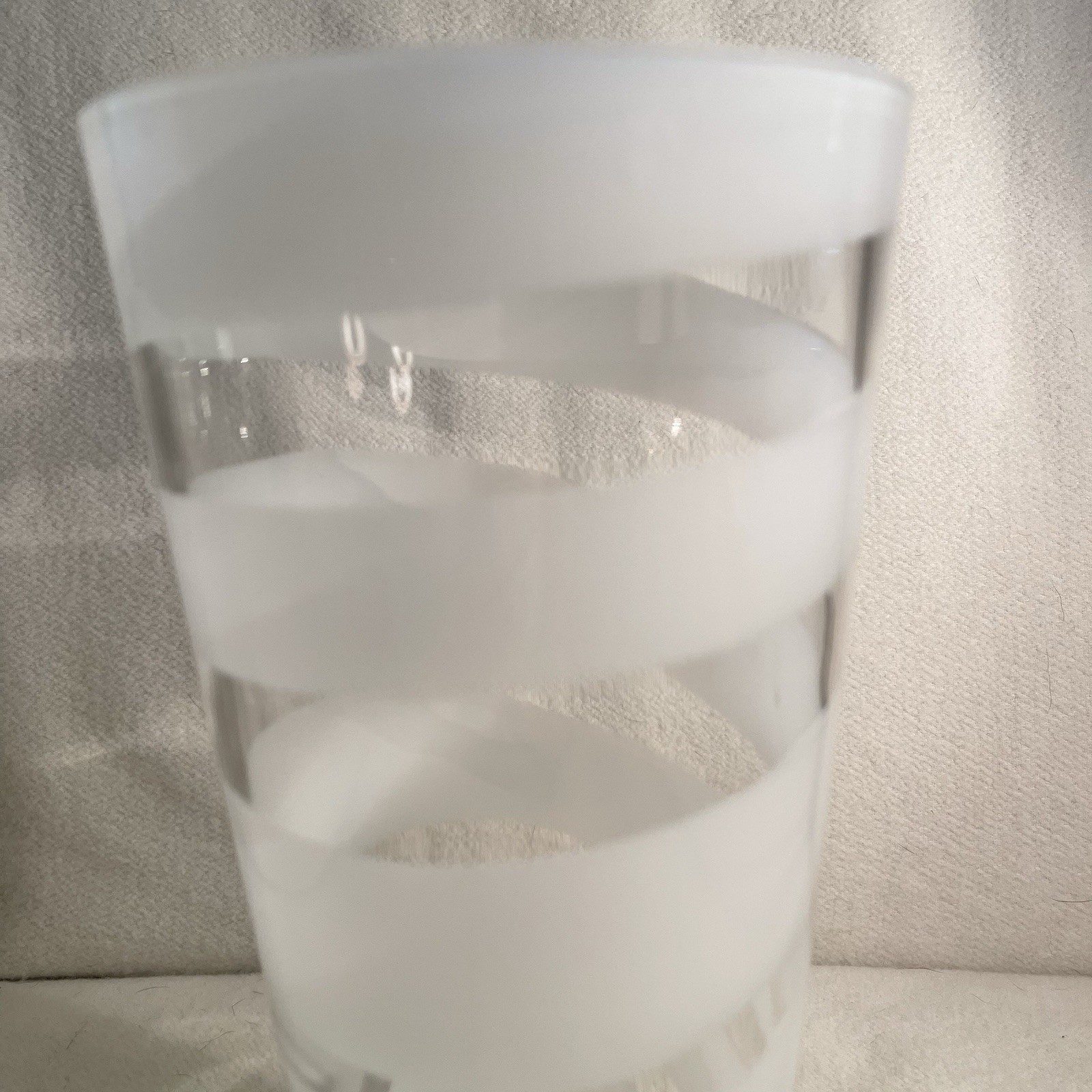 Vtg White & Clear Art Glass Vase W/ Swirl Pattern Thick Heavy Glass