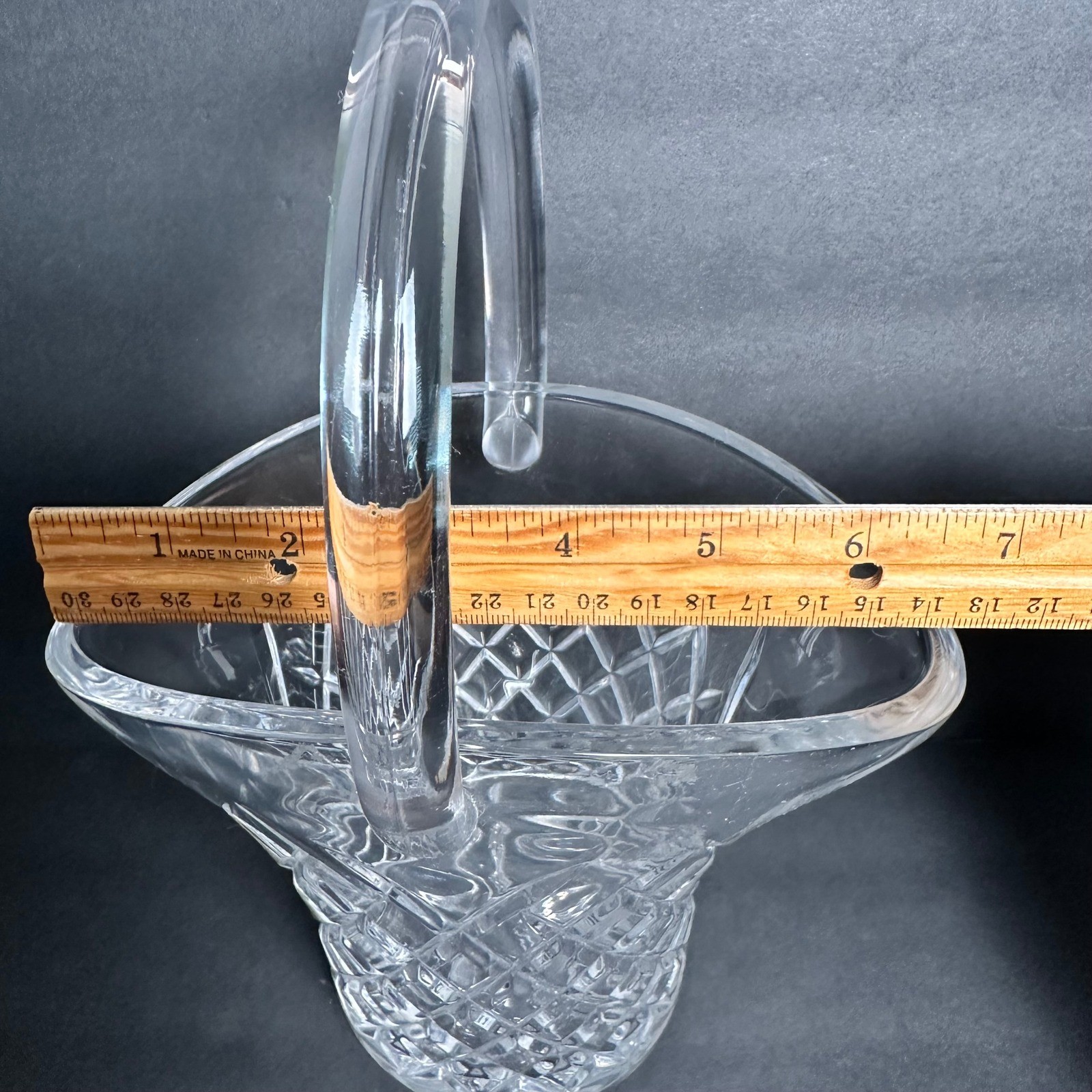 Crystal Basket Diamond Cut Glass Basket Weave Vase Home Decor Table Centerpiece