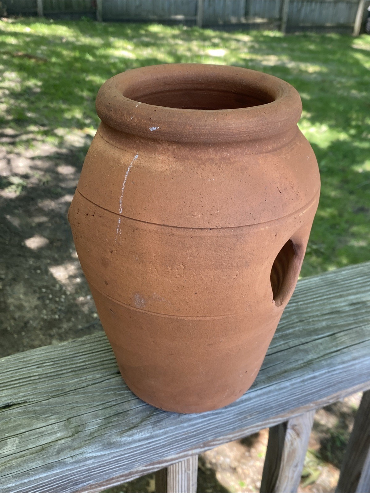Vintage Hewell’s Pottery Terra Cotta 10” 4-Hole Strawberry Hen Chick Planter Pot