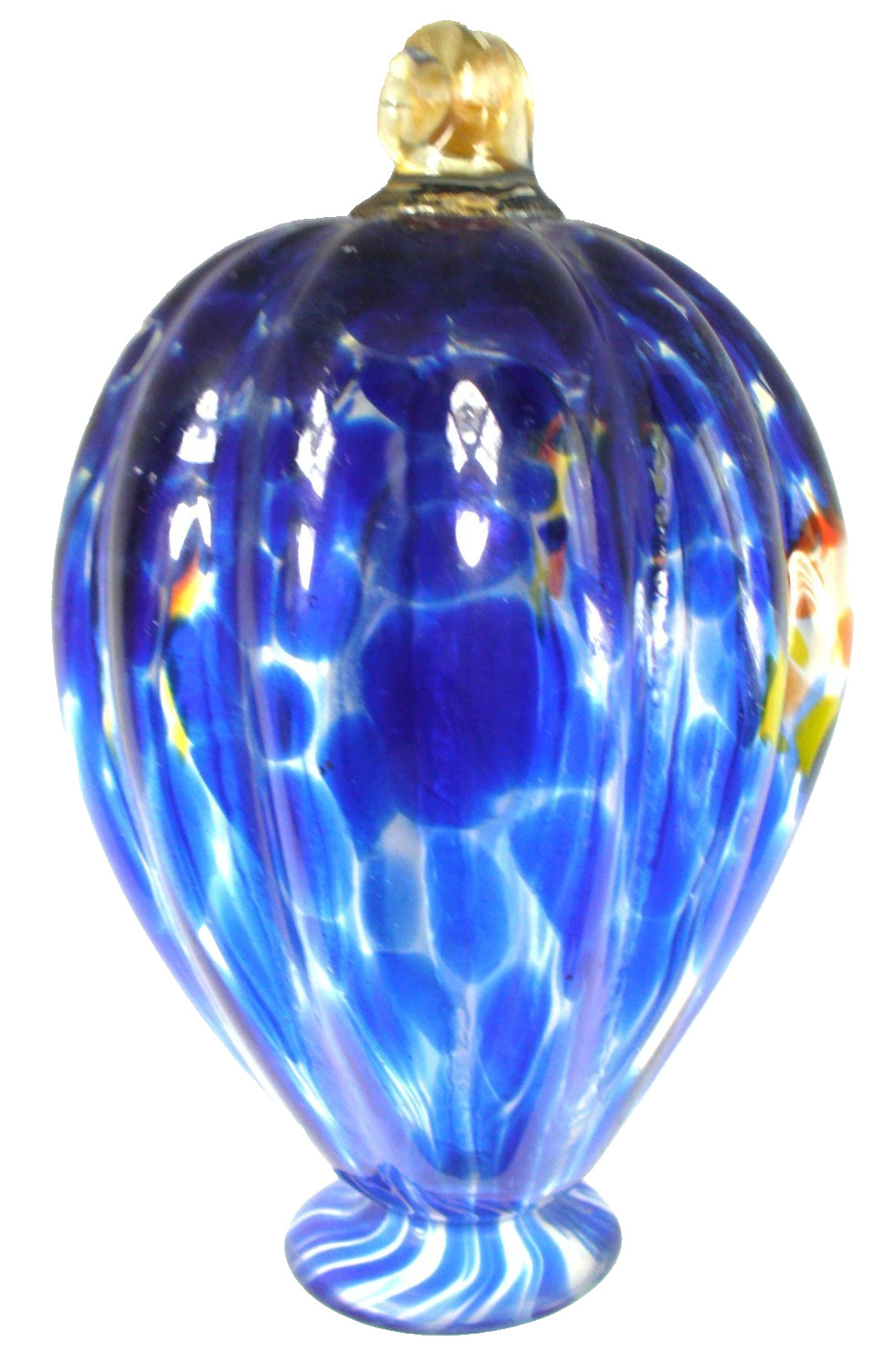 Baloon~HAND BLOWN~Glass~GROOVED~Cobalt Blue~HUMMINGBIRD~Feeder~NO TUBEorSTOPPER