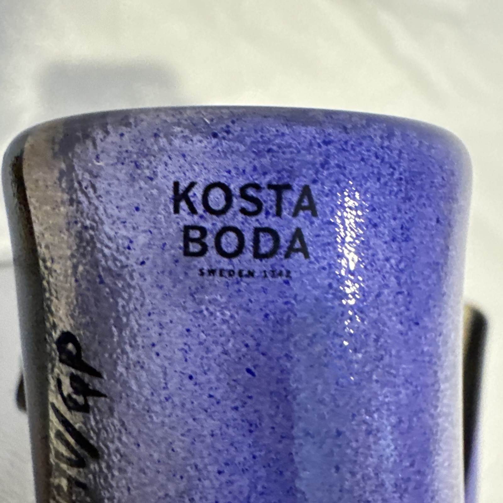 Kosta Boda Ulrica Hydman Vallien Blue Yellow Dog Puppy Vase 1990s Signed