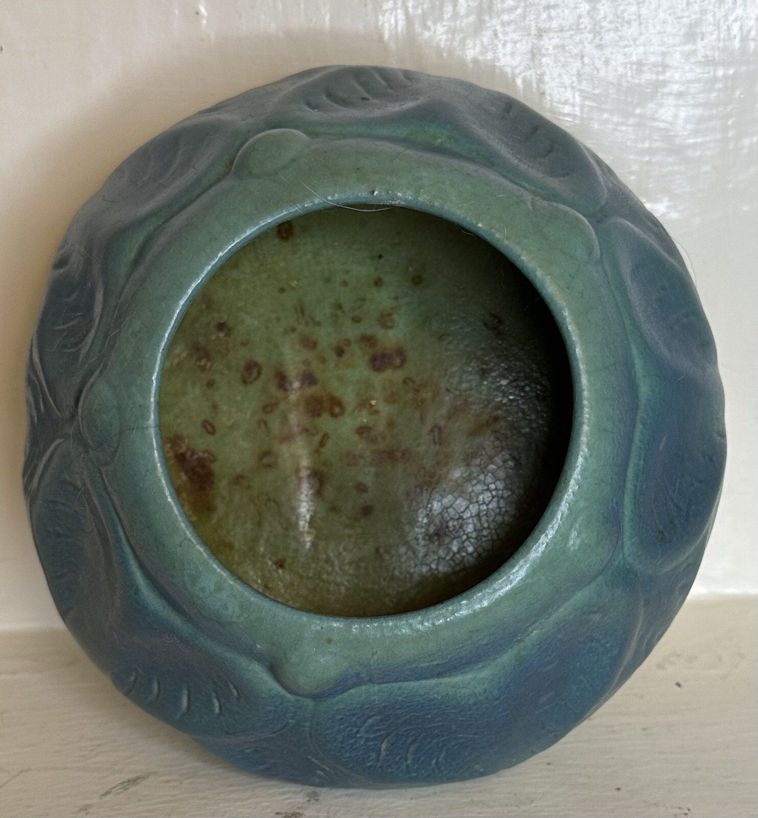 Van Briggle Pottery 1930’s Rare Plate 858 philodendron leaf bowl turquoise