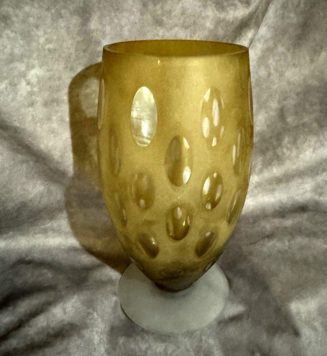 Vintage Sasaki Fine Art Glass Vase Ombre Gold Frosted Cut To Clear Footed