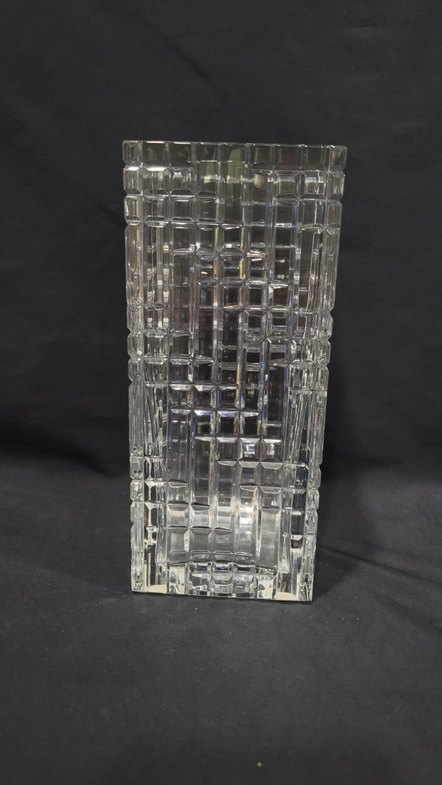 Baccarat Fine Crystal Glass Square Vase, France, Excellent, 7″