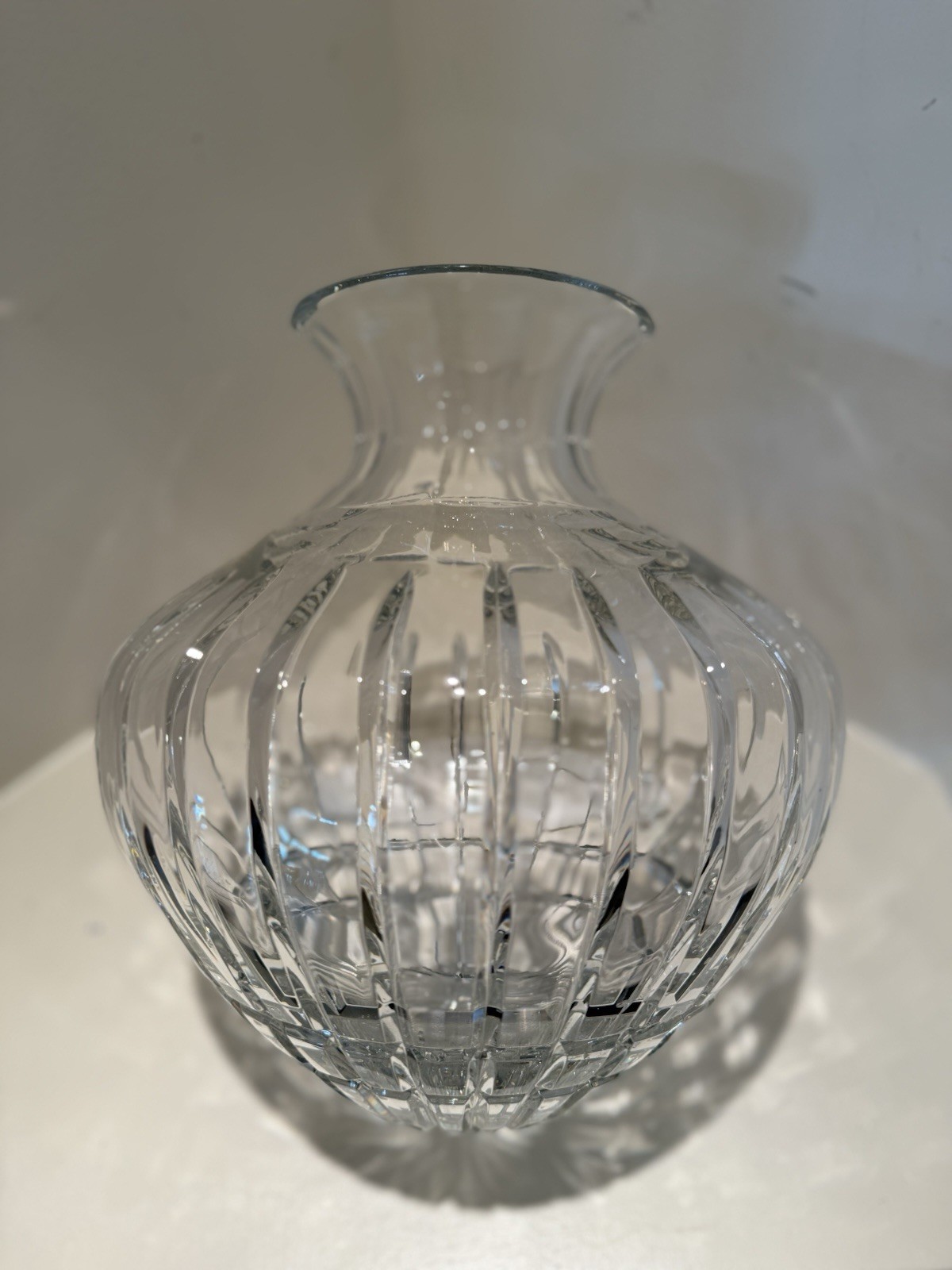 Large Rare Crystal Vase- Maker Unknown 10” tall- 8lbs+ statement piece