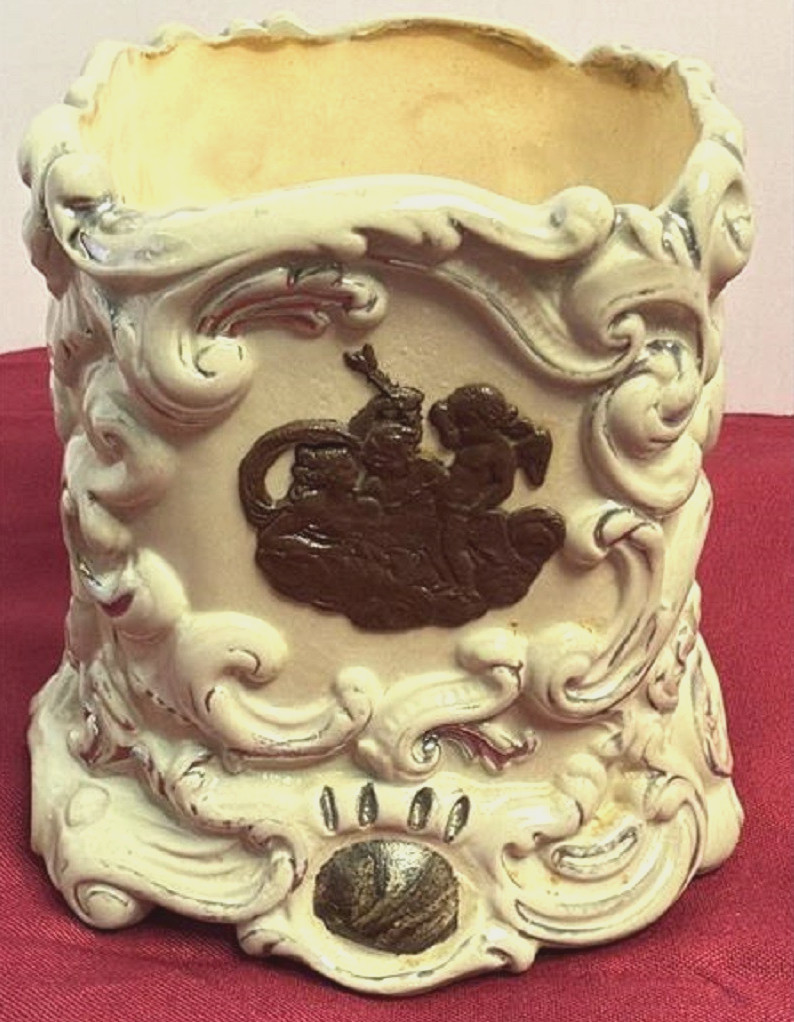 Capodimonte Style Cherub Planter Relief Ceramic Italian #803