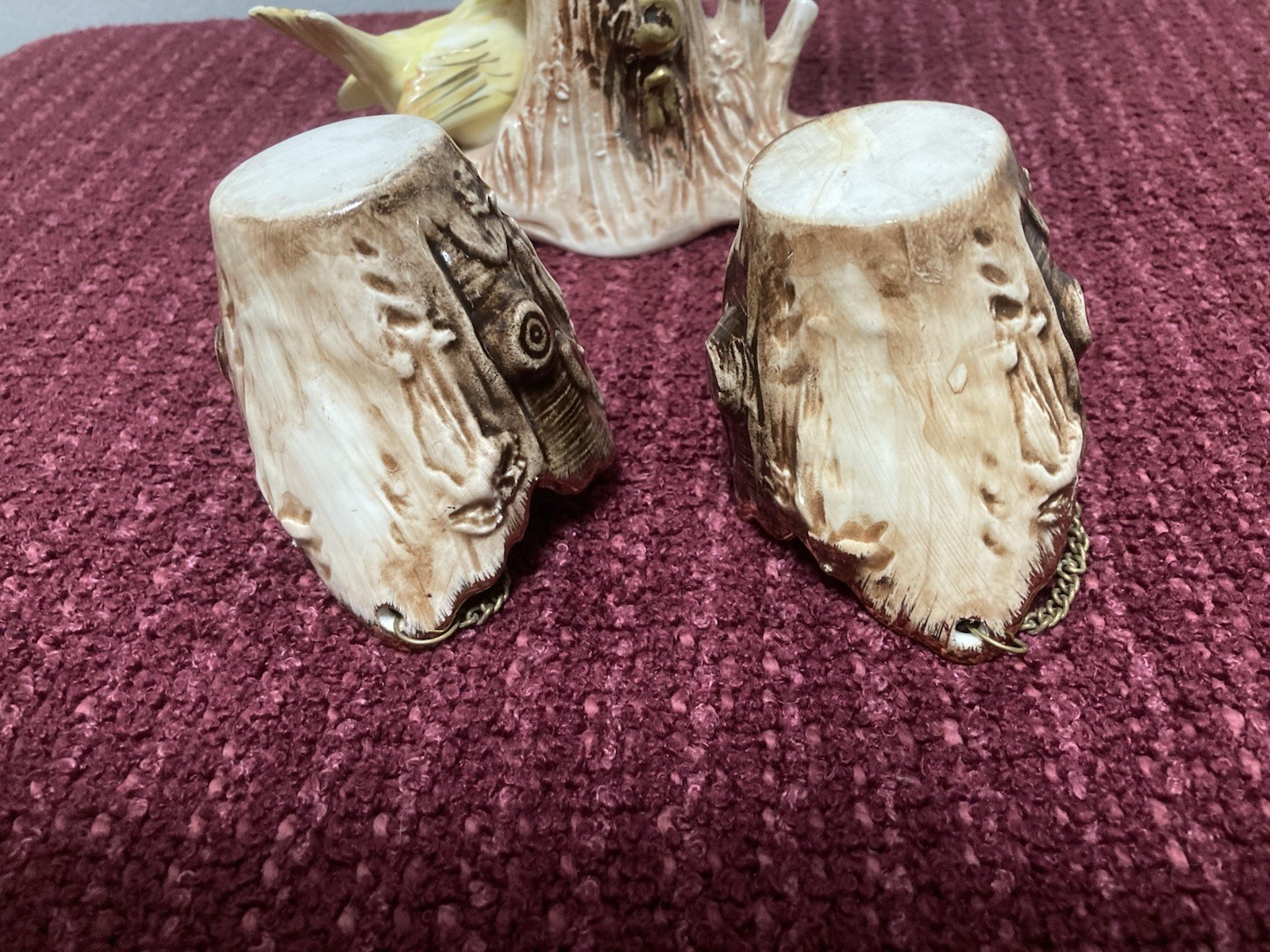 Vintage Ucagco Figurine Canary Birds on a Tree w/Basket Nest Japan (See Pics)