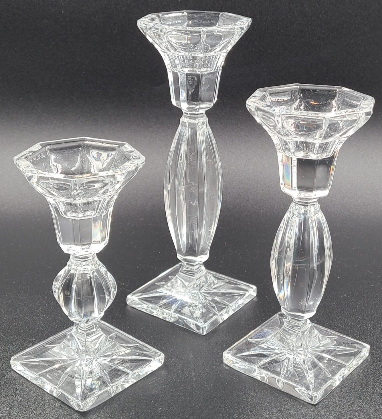 Royal Limited Handcut Crystal Czech Set of 3 Tiered Candlestick Holders