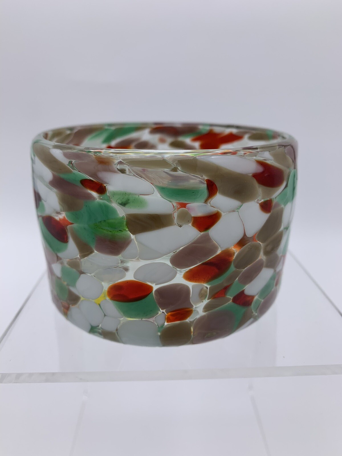 Confetti Style Hand Blown Art Glass Votive or Catchall Decorative Jar