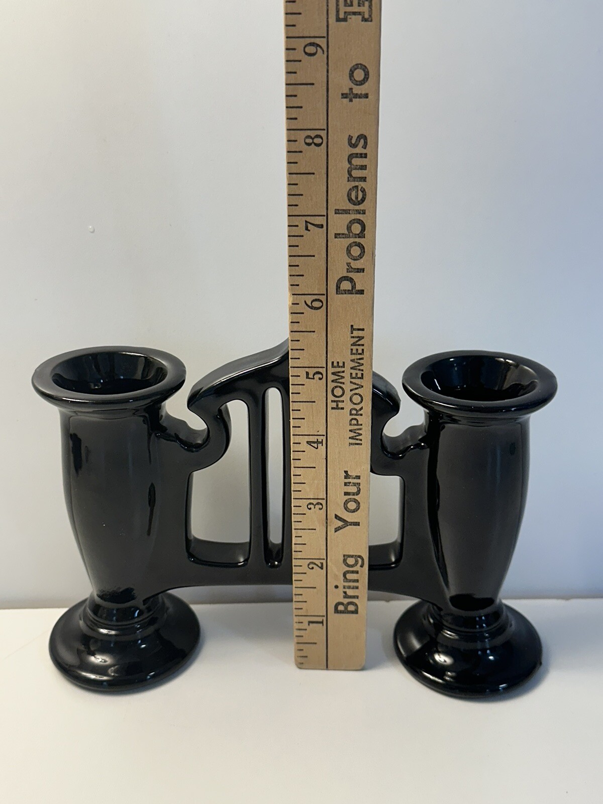 Roseville Pottery “ Rosecraft Black” Double Bug Vase Shape Number 46-5” In 1916