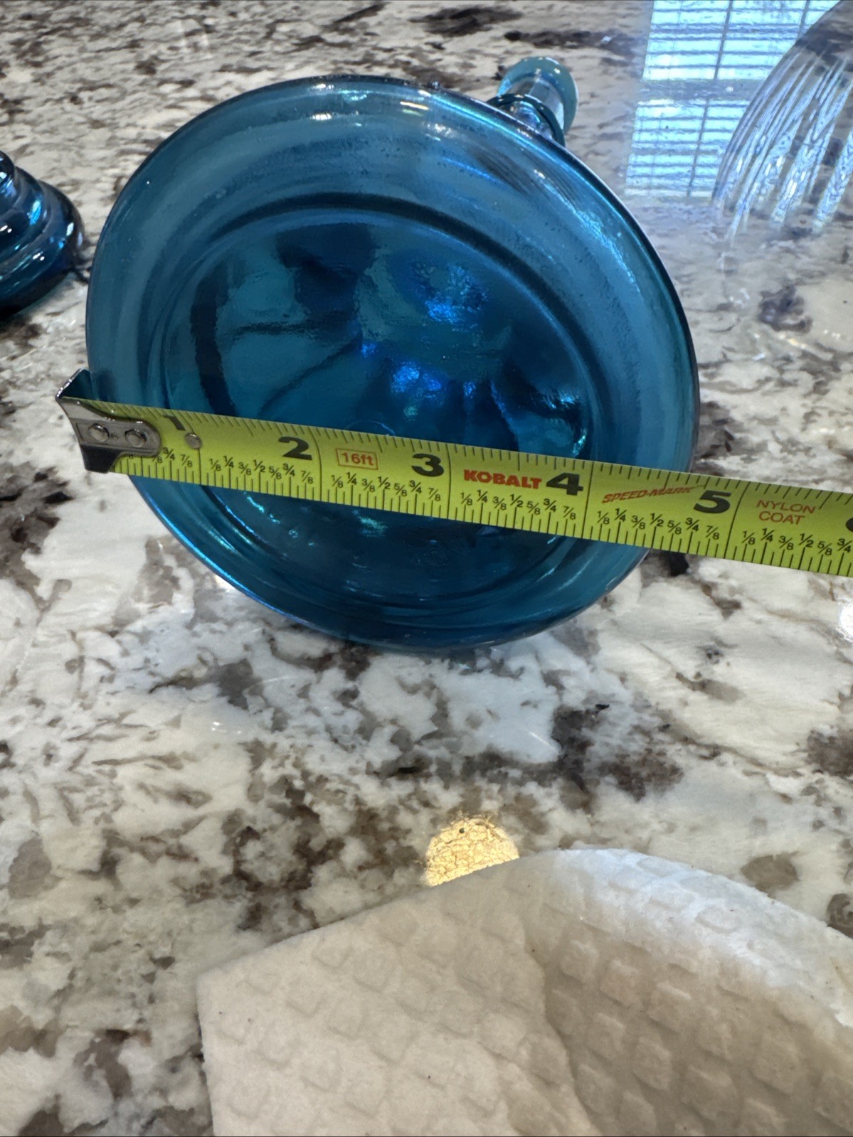 Vintage Empoli Italian Teal Blue Glass Candlestick Vases 12” MCM Pair Set of 2
