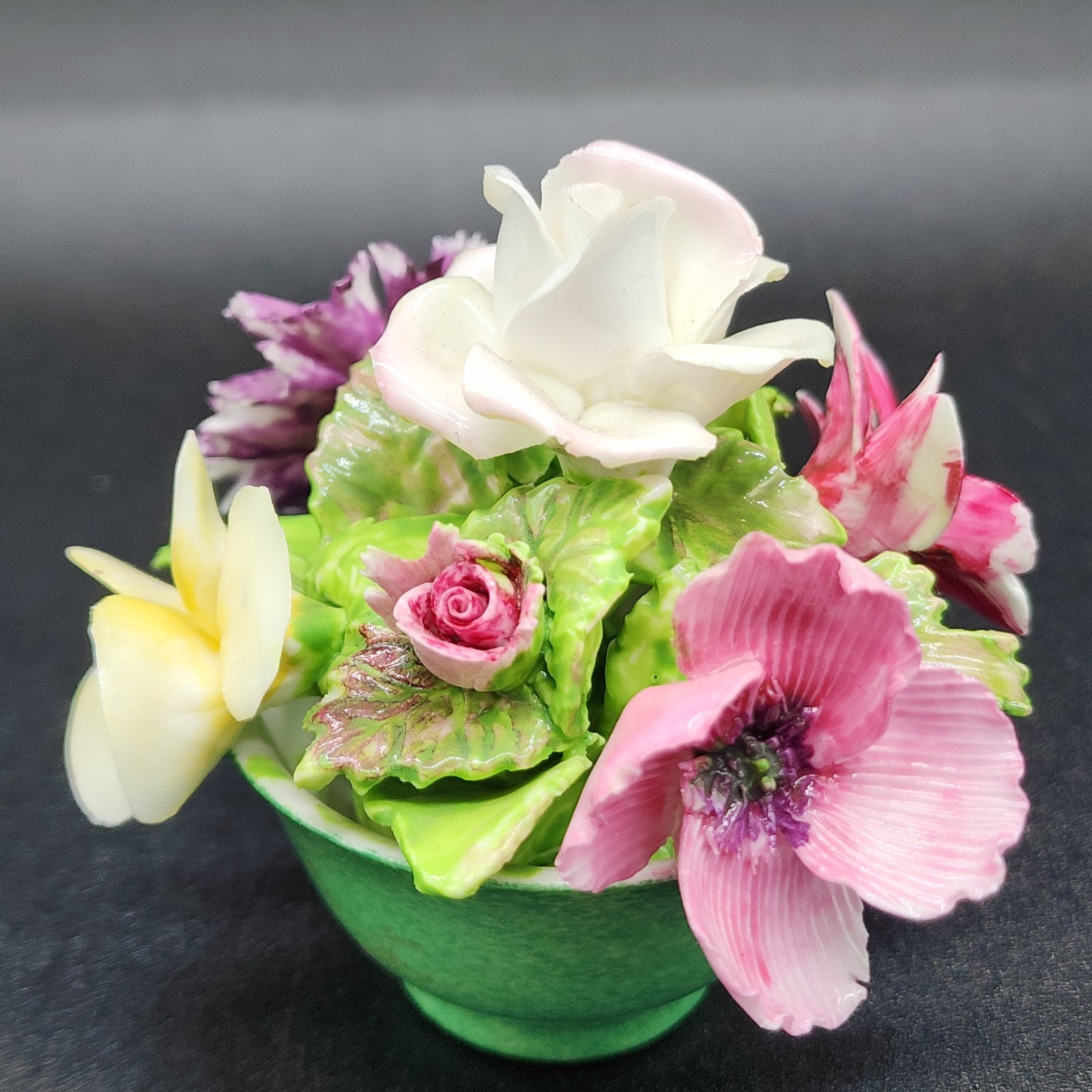 Vtg Fine Bone China Crown Staffordshire Porcelain Floral Rose Bouquet England
