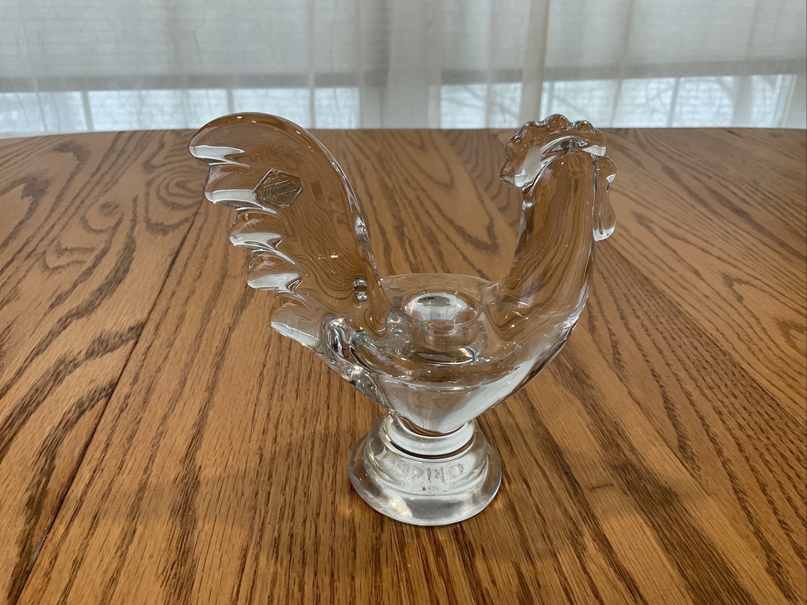 Vintage Art Vannes Crystal Roster Candle Holder Set France 5” High