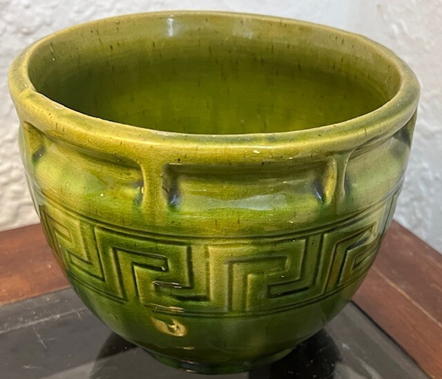 Brush McCoy Greek Key Majolica Jardiniere, Vintage 1914, Near-Mint Condition!