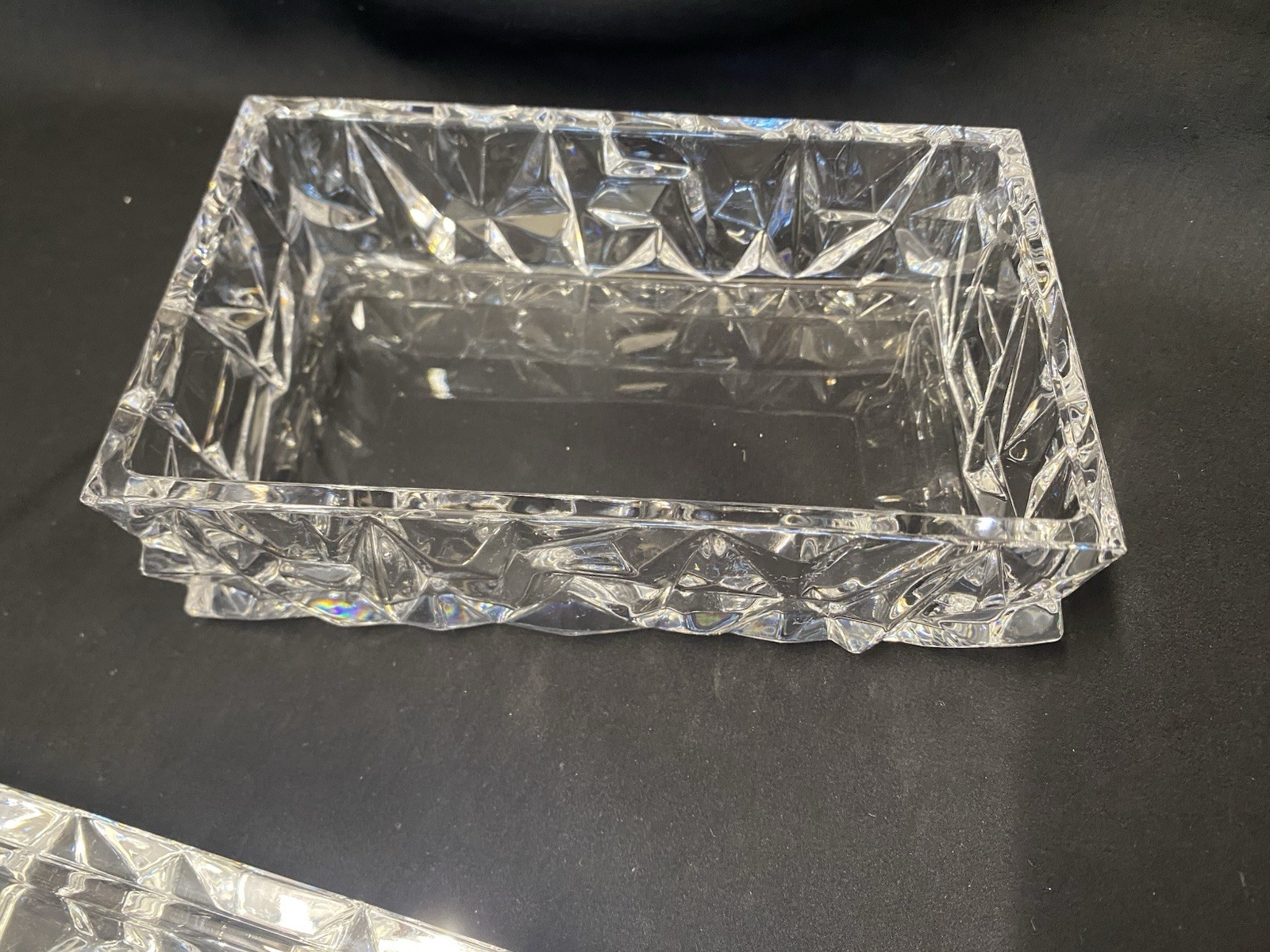 Tiffany & Co. Rock Cut Crystal Lidded Rectangular Trinket Box