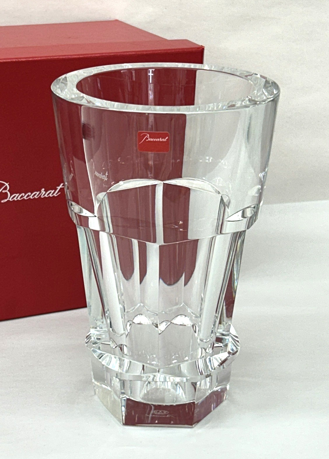 Baccarat Abysse Clear Crystal Flower Vase 8″ with Box