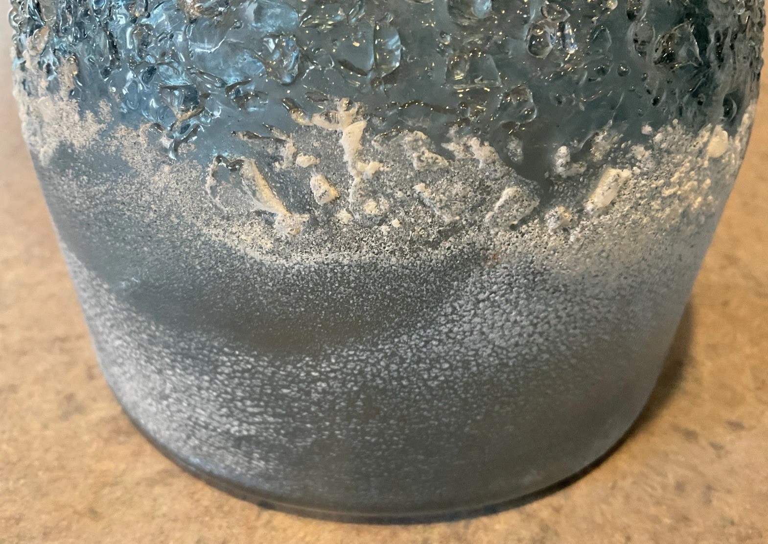 STUDIO ART GLASS :: 4 1/4” OCEAN INSPIRED BOWL VASE Sandcast Textured Frosted