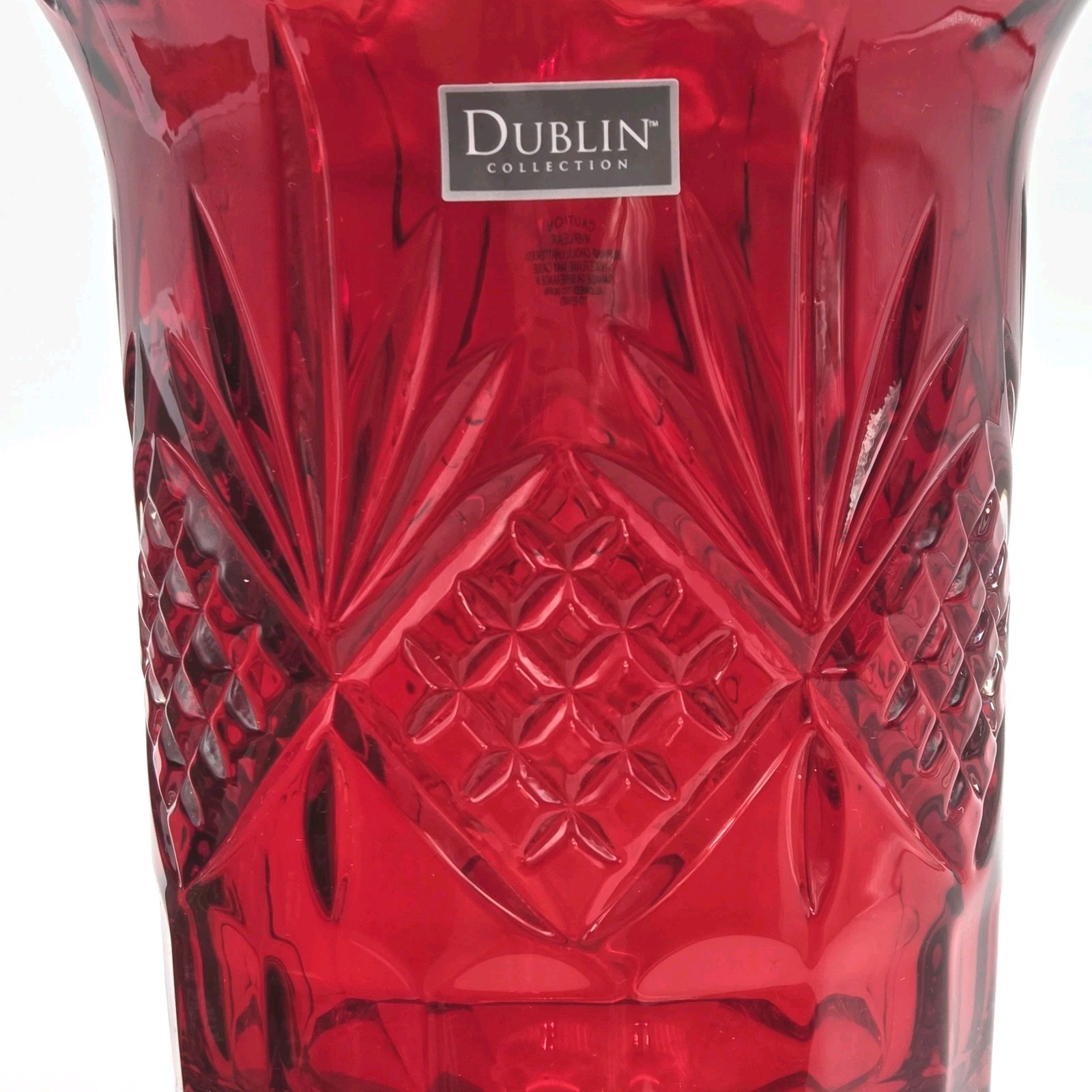 Shannon by Godinger Dublin Red Crystal Footed Hurricane Votive Candle Holder