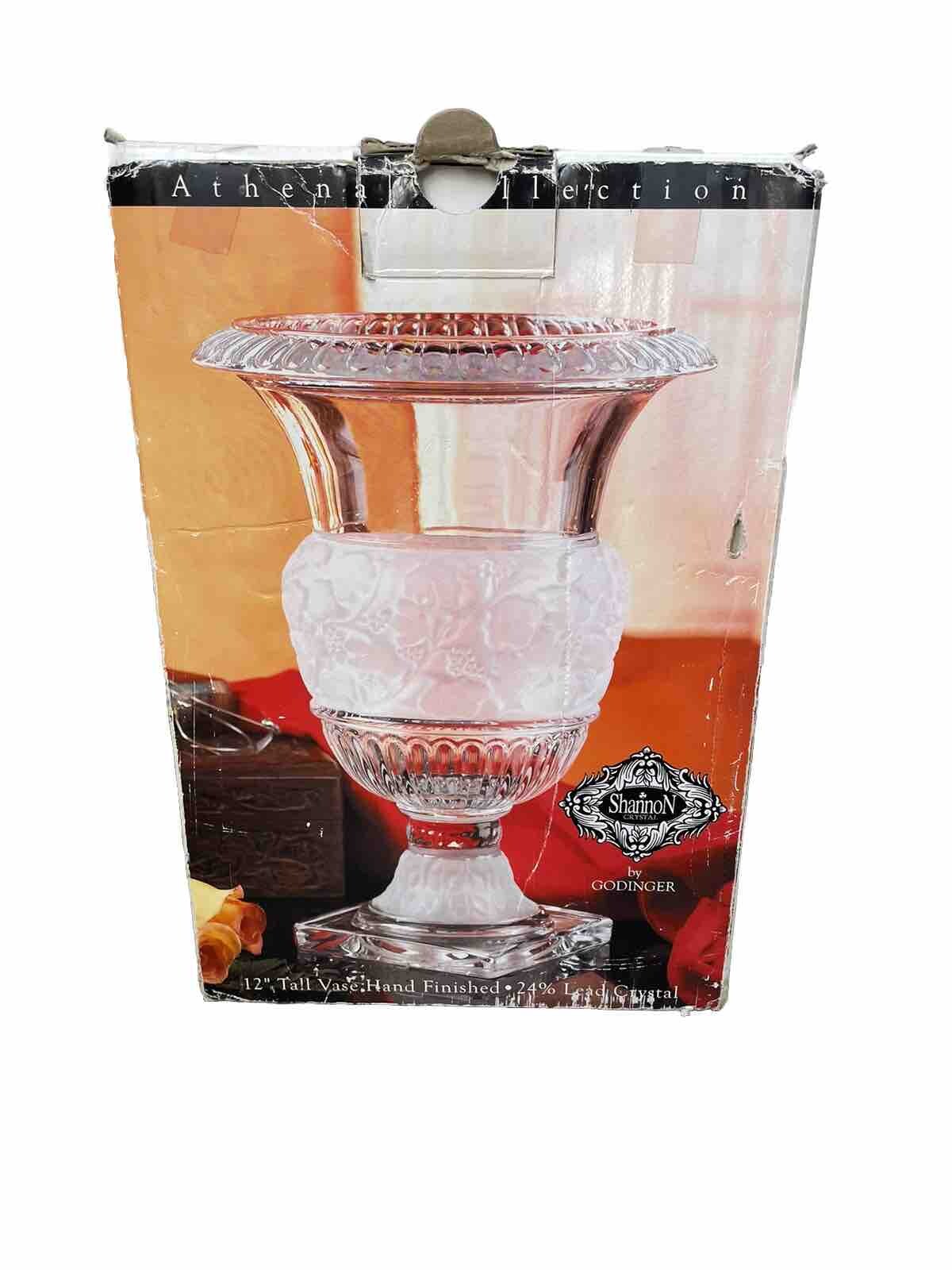 Shannon Crystal By Godinger Athena Collection 12” Tall Vase Hand Finished