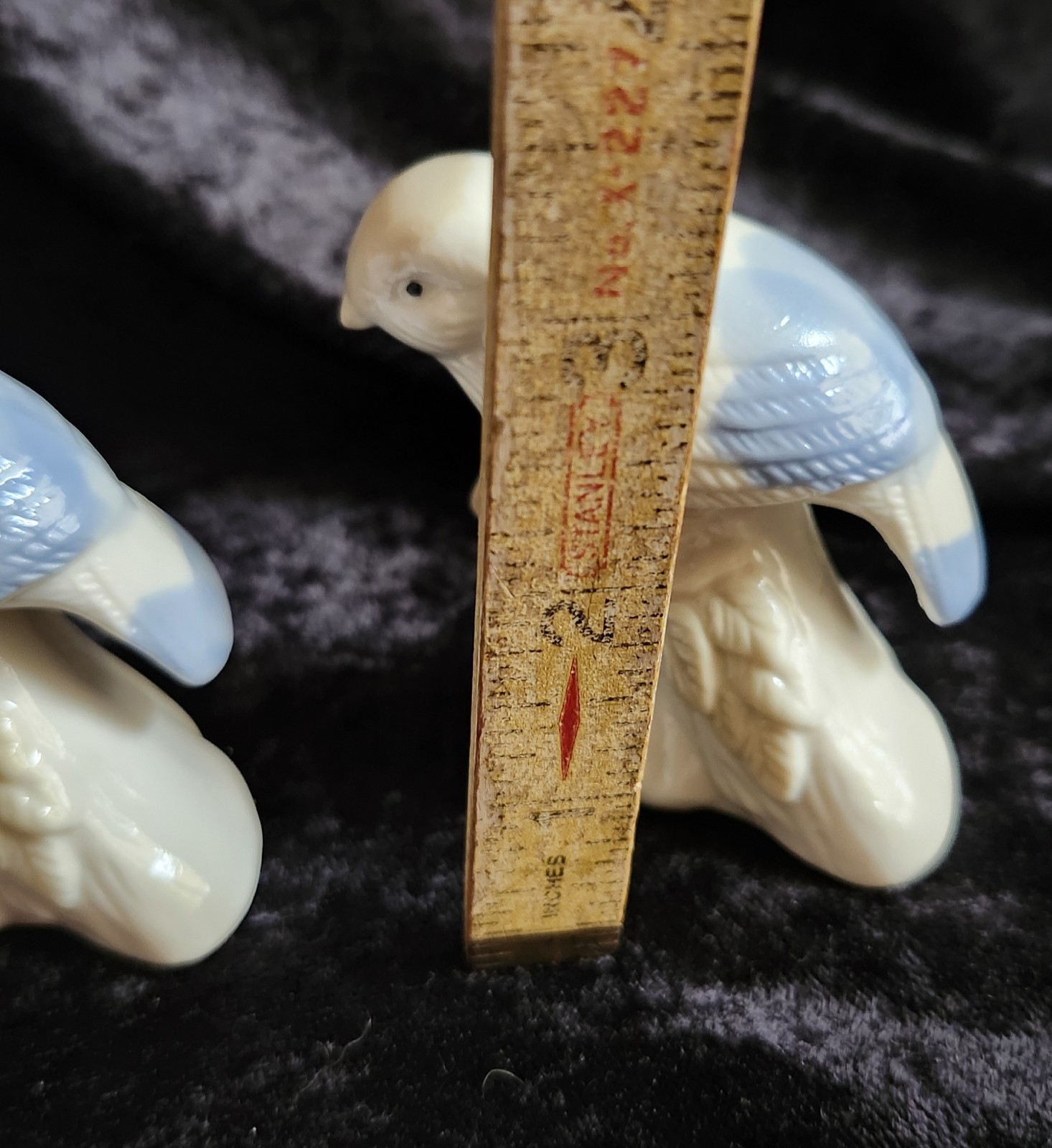 Vintage 1950s Unbranded Hand Painted Blue White Birds MCM Mid Century Modern