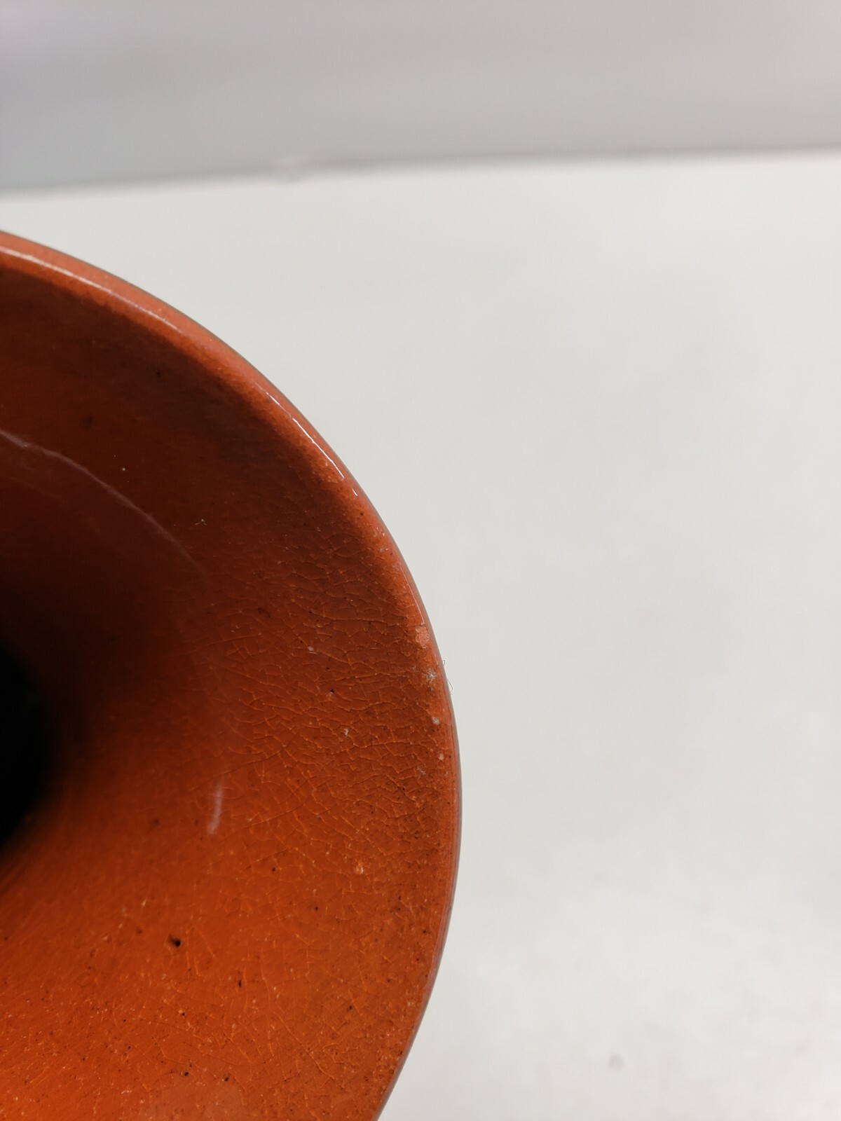 Folk Art Redware Pottery Vase Hand Painted Avocado Floral Design Vtg Boho