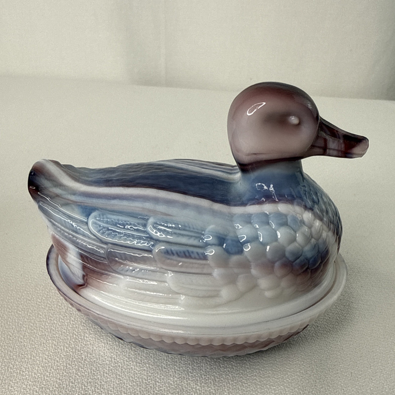 Imperial Slag Duck Glass Covered Dish