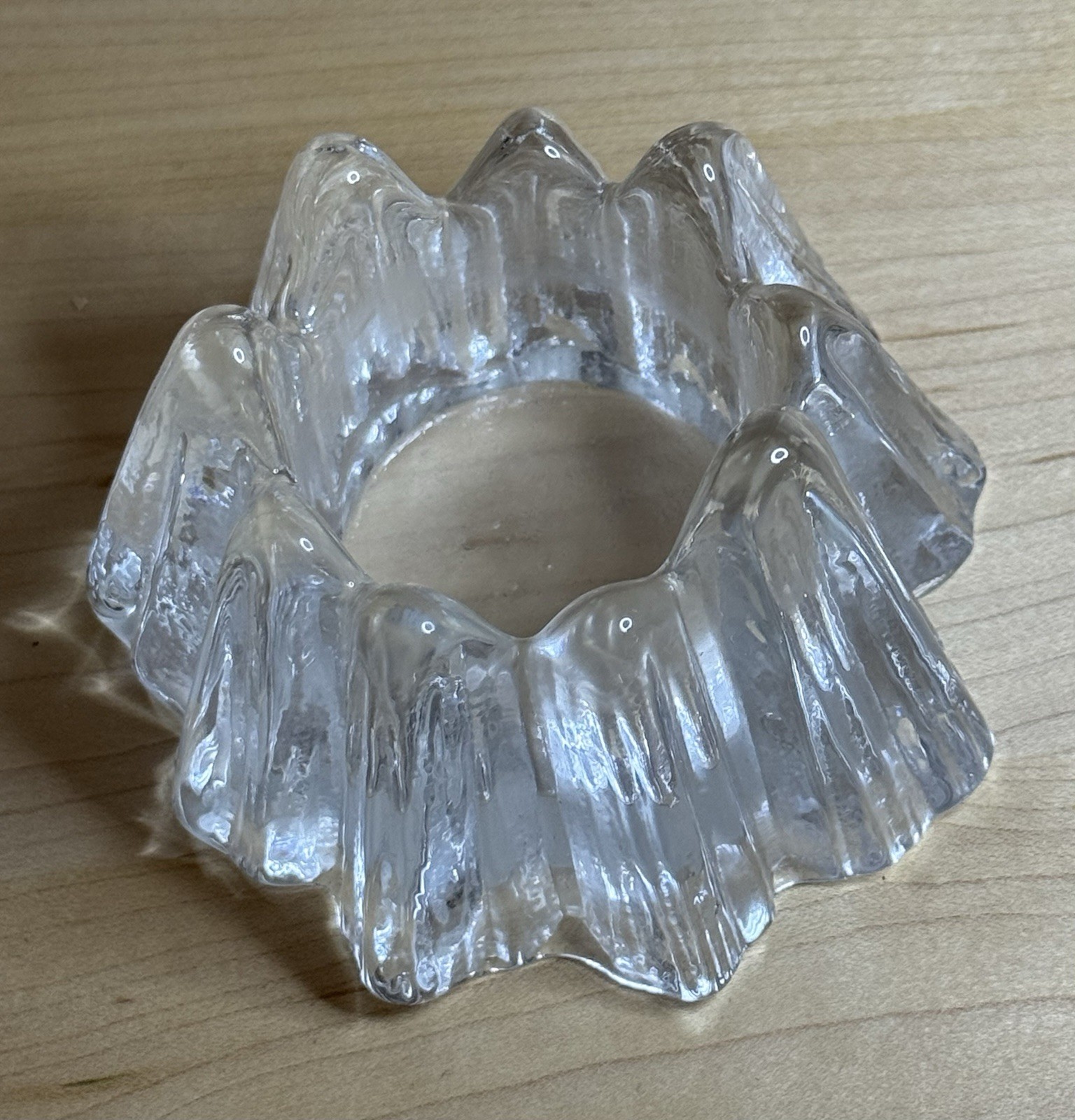 4 Vtg MCM Nybro Sweden Crystal Glass Volcano Votive Candle Holders Rune Strand