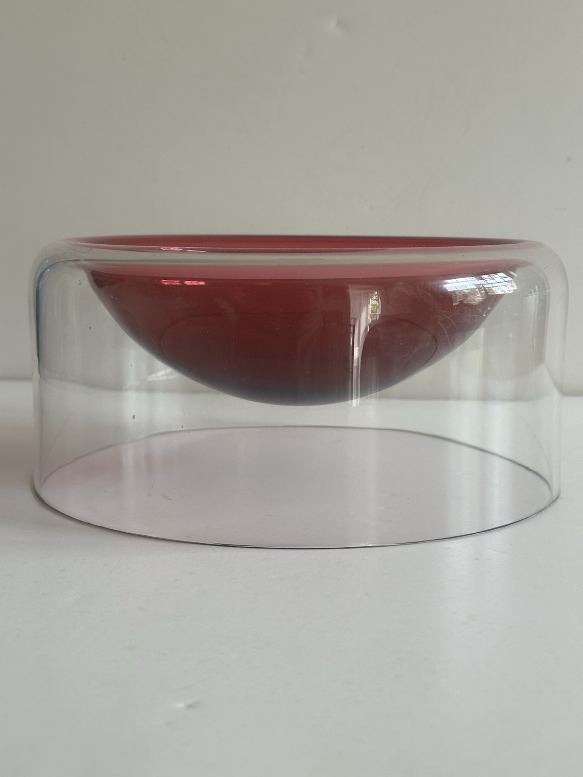 Rare Limited Rosenthal Tapio Wirkkala Crystal Bowl Art Glass Signed Cranberry