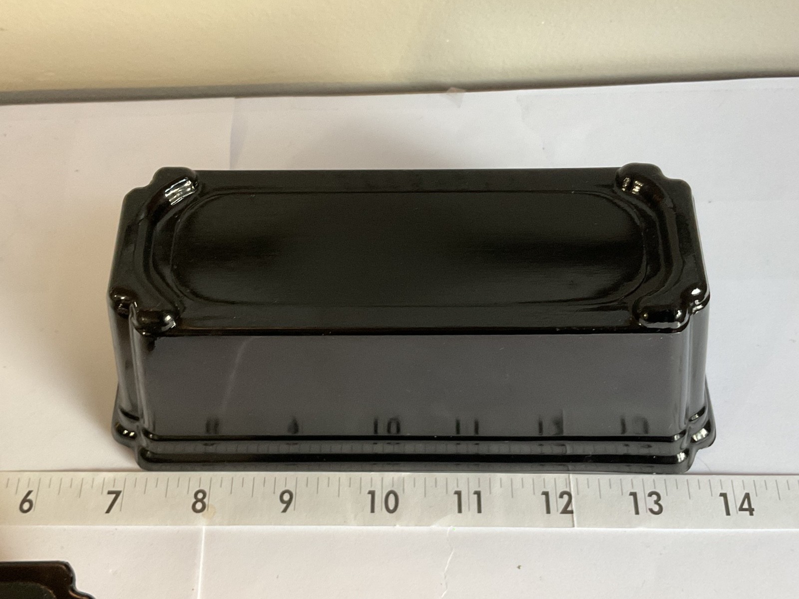 Vintage LE Smith Black Amethyst Footed Window Box Vase Flower Frog Rectangular