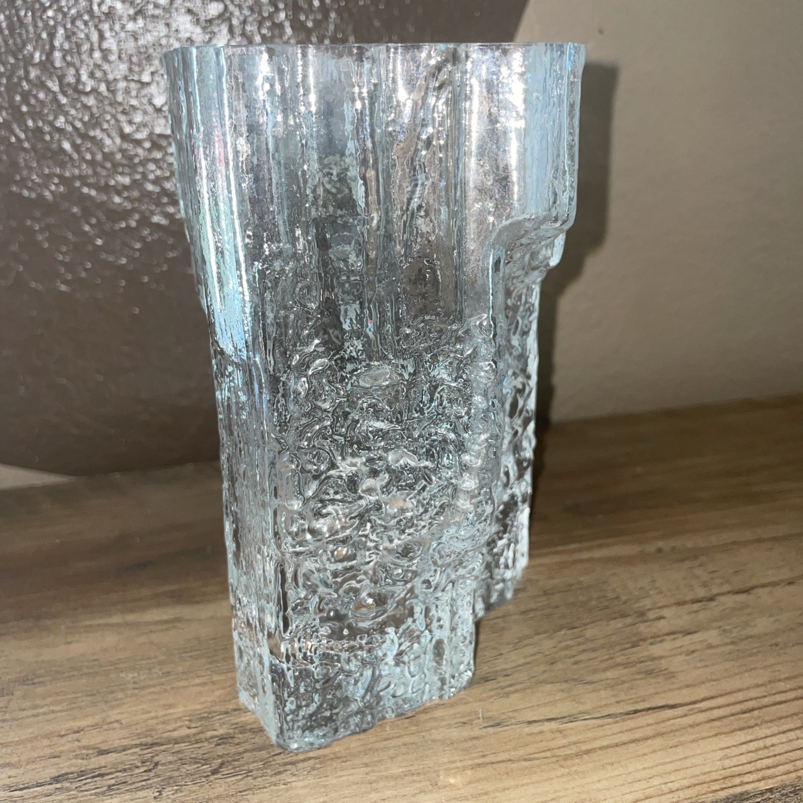 Art Glass Vase Textured Glass Heavy Ittalia Vintage 6.25”