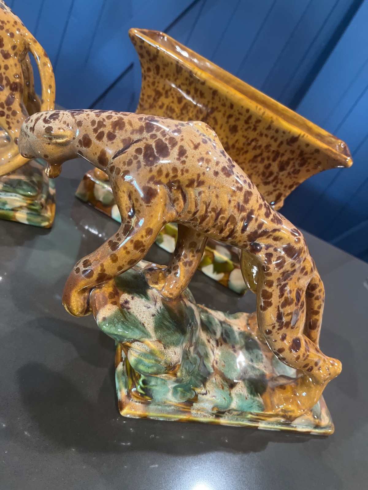 Royal Haeger Jaguar Bookends with Matching Planter