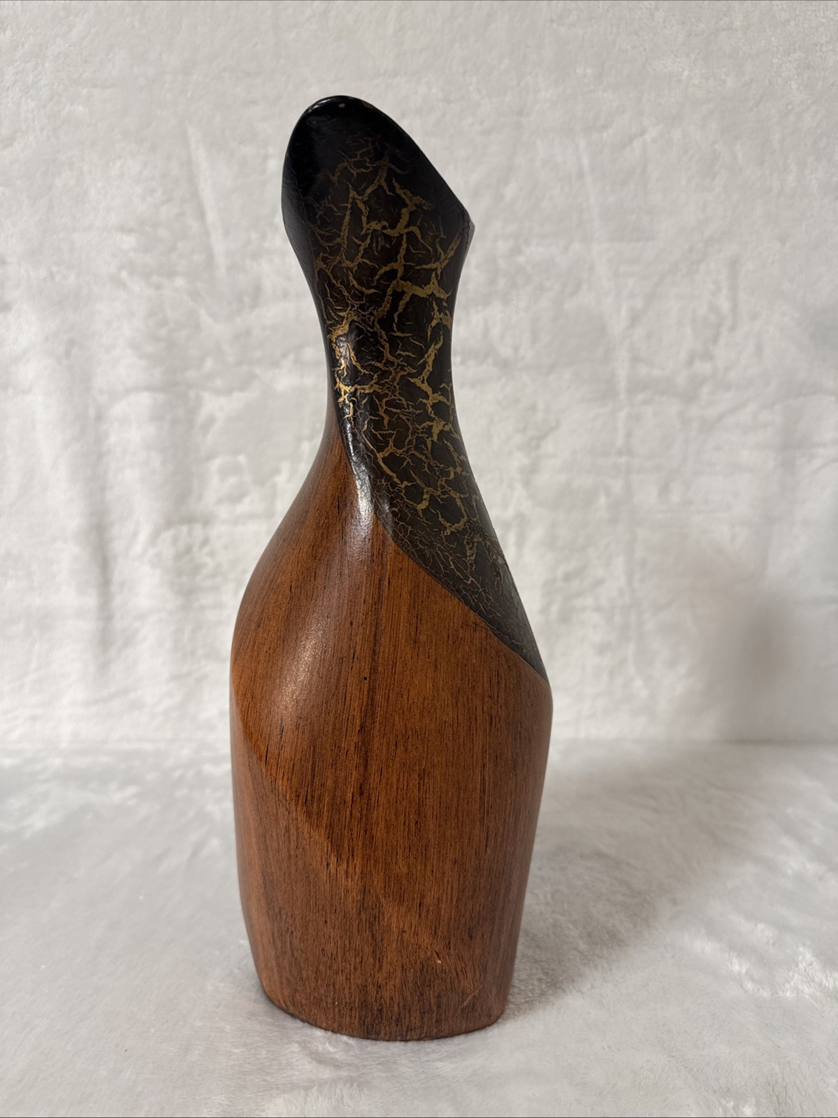 Vase Woodlook And Gold Crackle Glaze Ceramic Art Deco Unbranded 12.5”