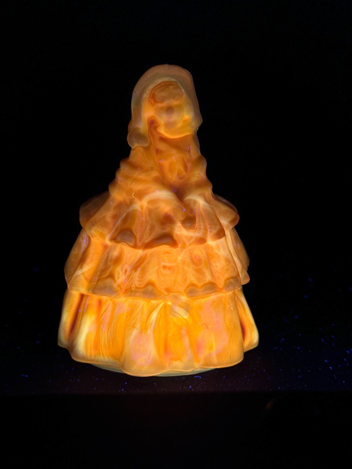 Vintage Boyds Apricot Cadmium Glass “Louise” Colonial Lady Figurine