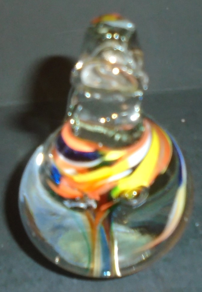 Art Glass Duck Multicolor Swirl Paperweight, 3″