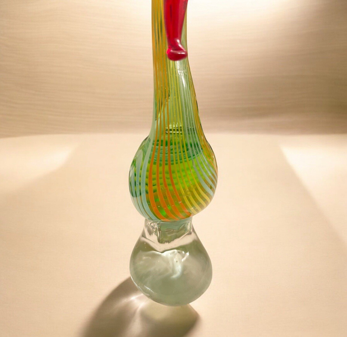 Vintage Marano’s 9.5 Inches Swamp Multicolor Hand Blown Art Glass No Chips