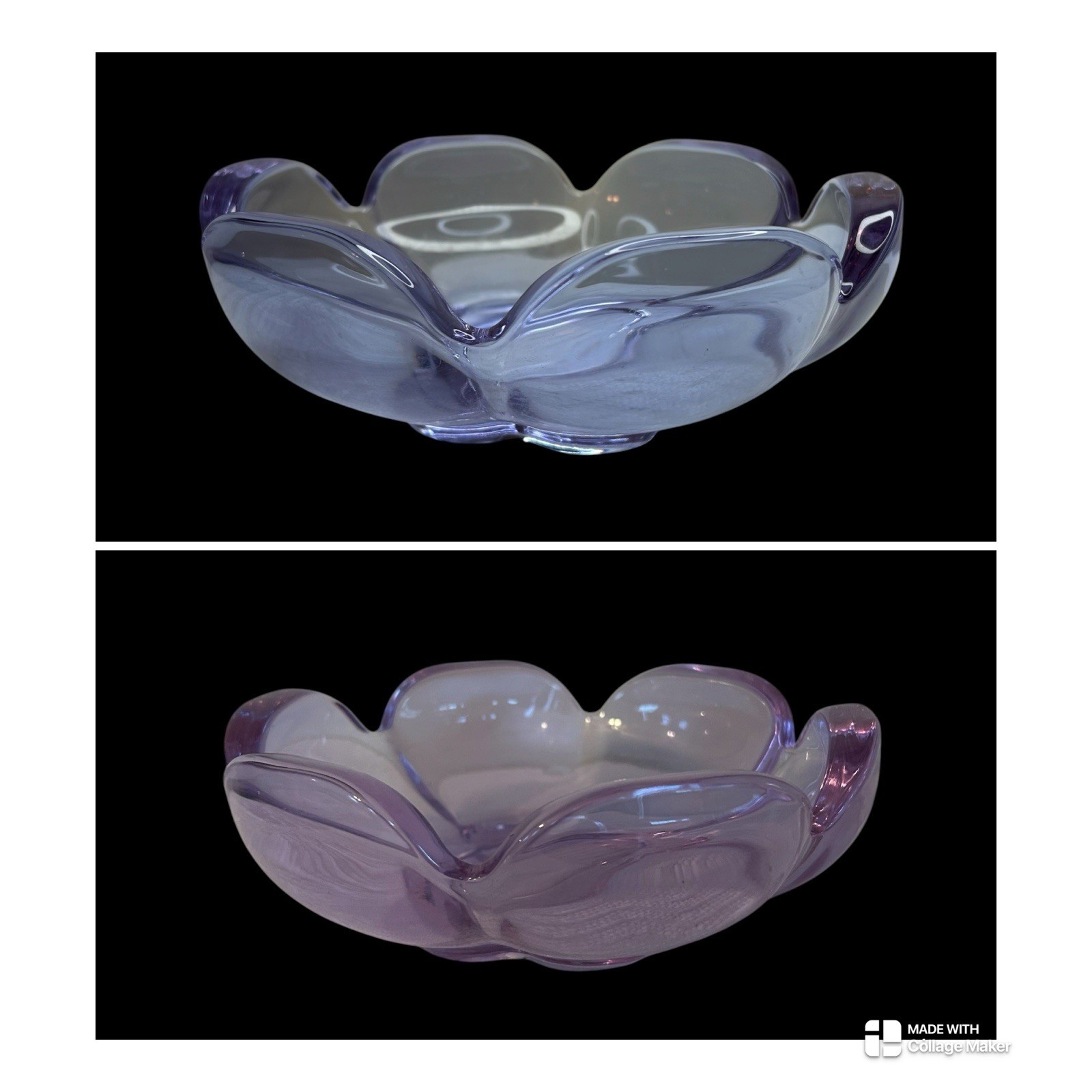 VTG Tiffin Color Changing Alexandrite Neodymium Hand-Blown Glass Bowl
