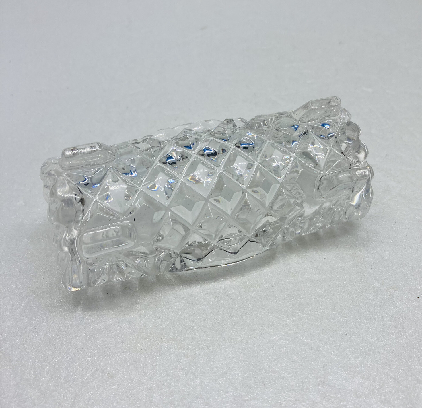 Vintage 1980s Crystal Glass Ashtray Cigar Cigarette Holder 4” Unique Shape 35