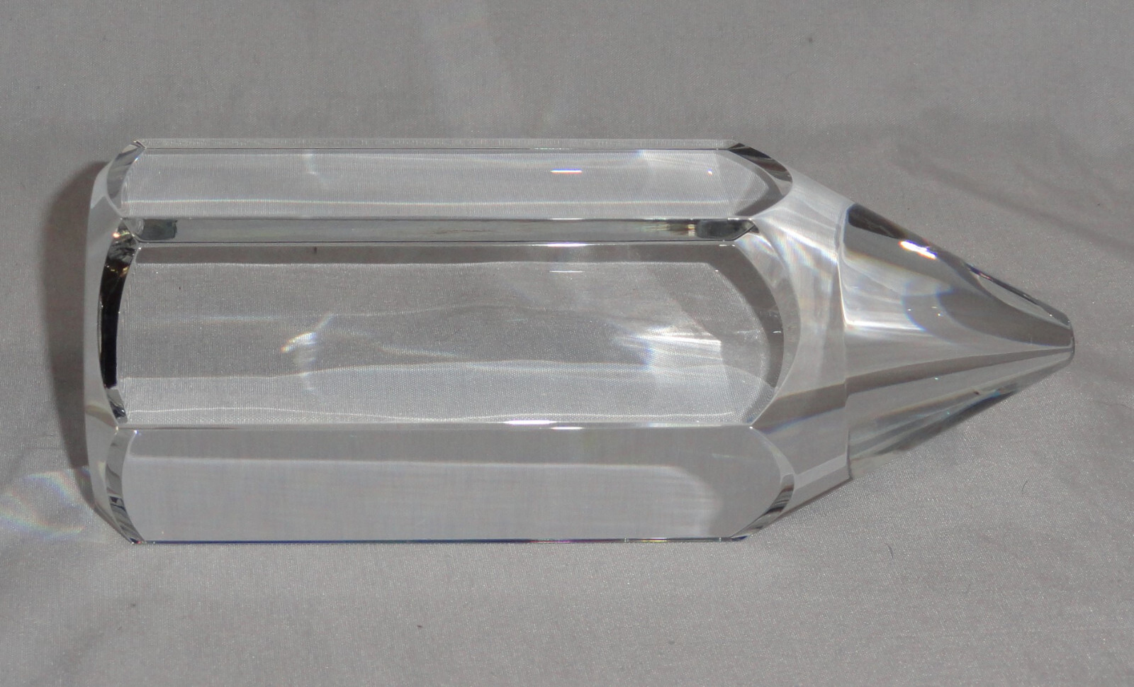 Vintage 6.5” Hoya Crystal Pencil Paperweight Sculpture By Toshio Sugasawa 1990s