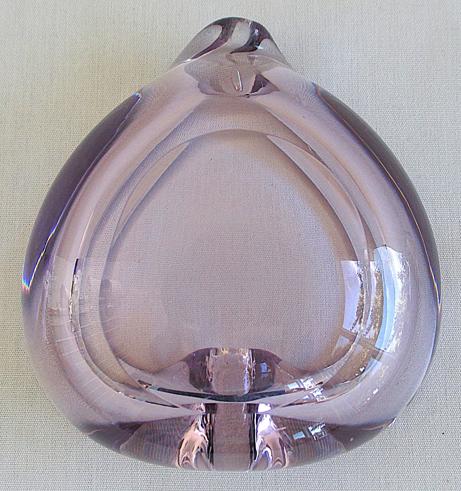 Vintage Murano Lavender Glass heart-shaped Bowl, Trinket Dish or Ashtray 4.75 in