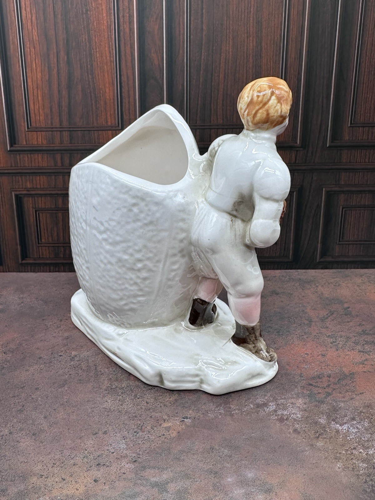 Vintage Inarco Football Figurine Planter E-9285 Antique Style Sports Decor Japan