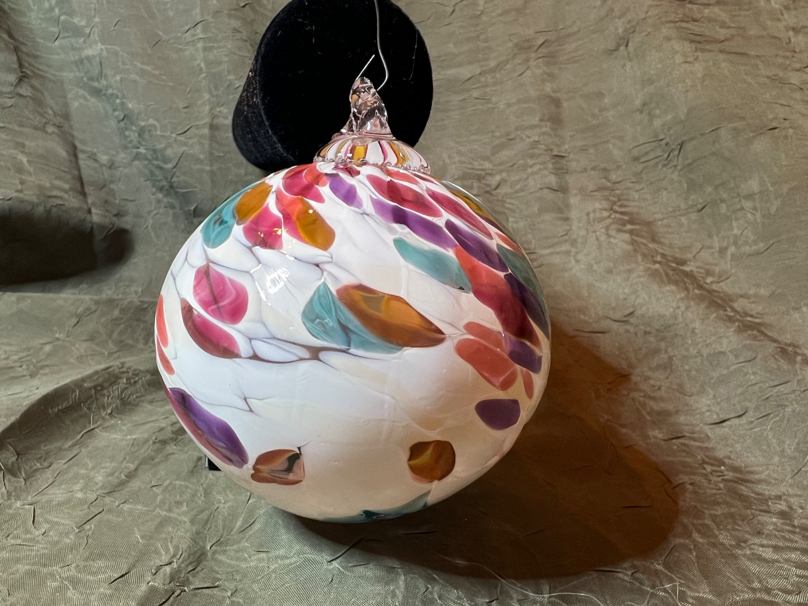Hand-Blown Multi-Color Round Art Glass Christmas Ornament