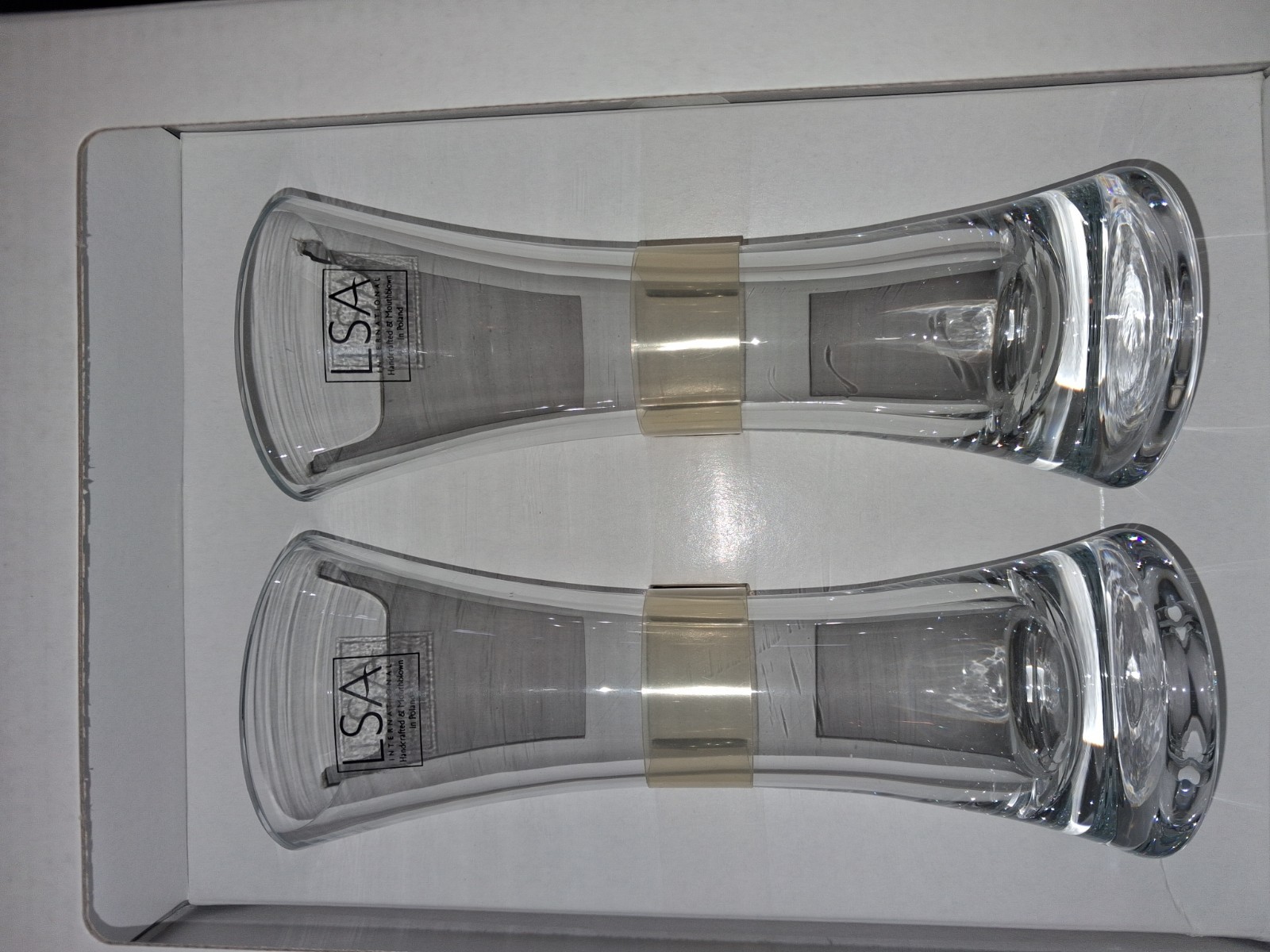 LSA International Wedding 2 Handmade Bud Vases 6.5″ Tall Made In Poland