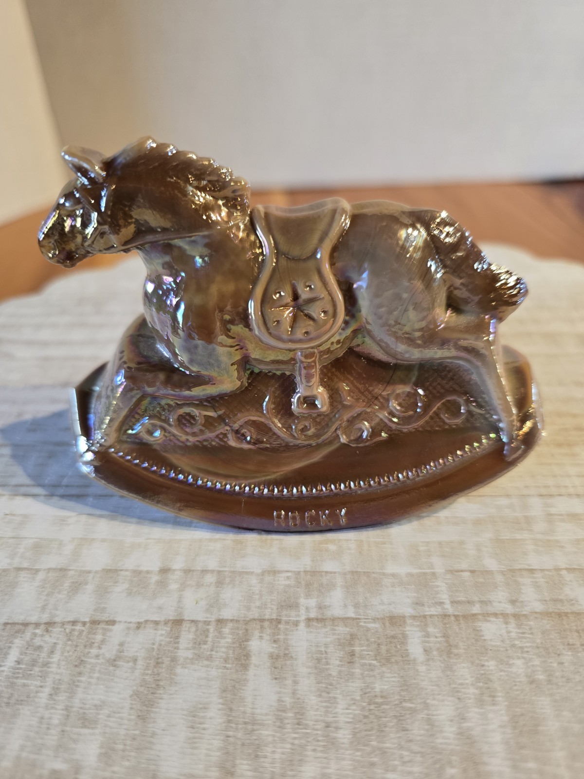 Vintage Mosser Chocolate Iridescent ‘ROCKY’ 1982 Rocking Horse Figurine