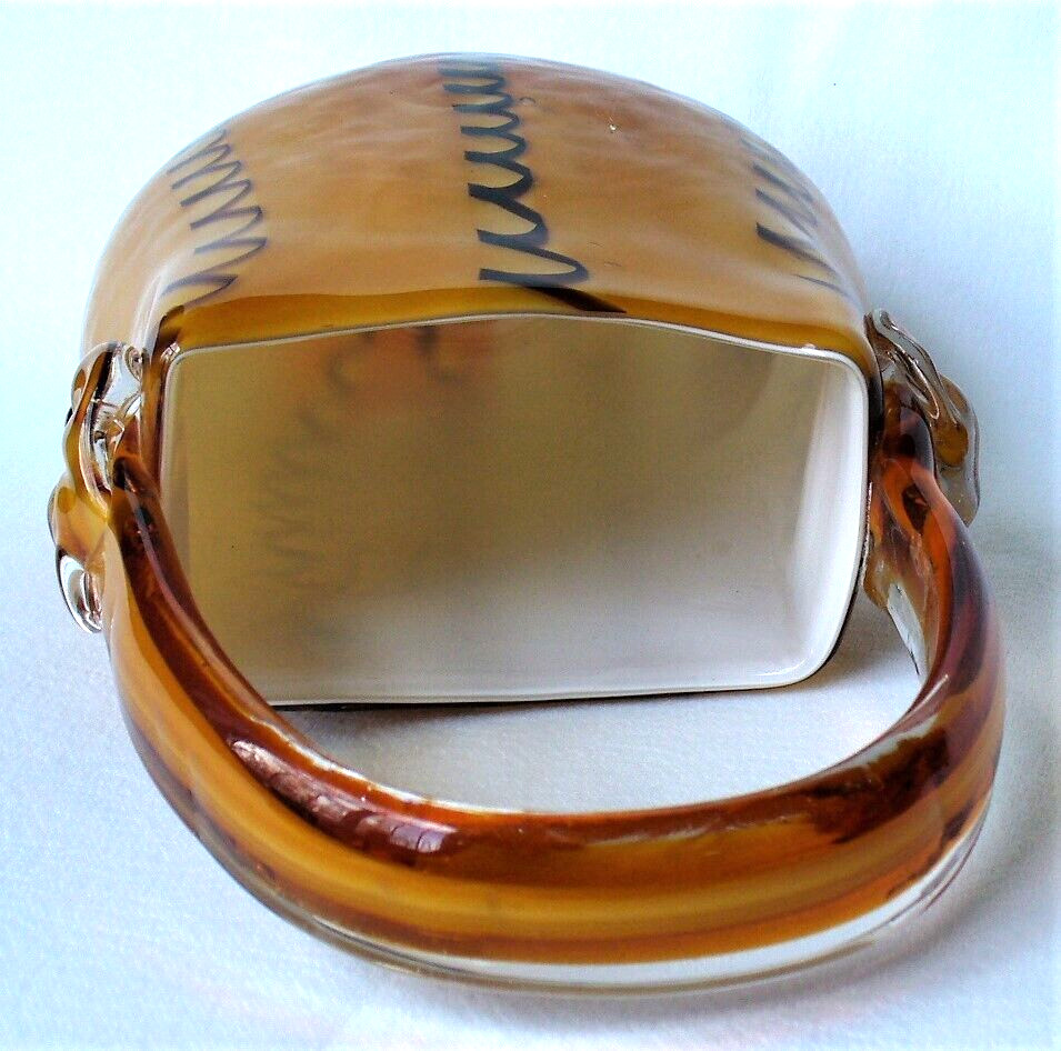 CASED~Art~GLASS~Block Crystal~DECORATIVE VASE~Handbag~HAND BLOWN~10.5″x6.2″