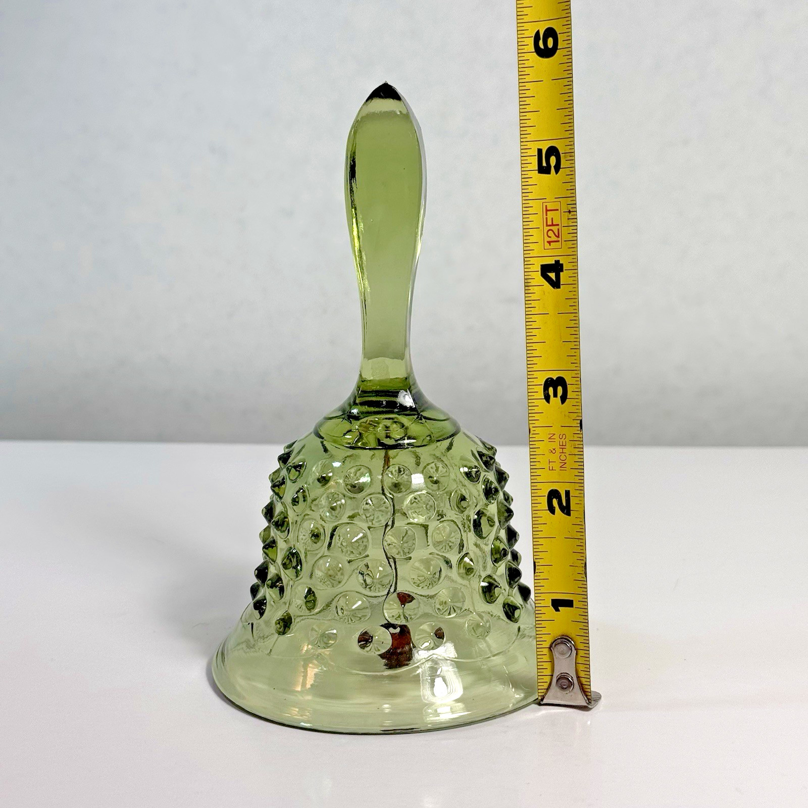 Vintage FENTON BELL Hobnail Pattern Colonial Green Olive USA-Made, works & EUC!