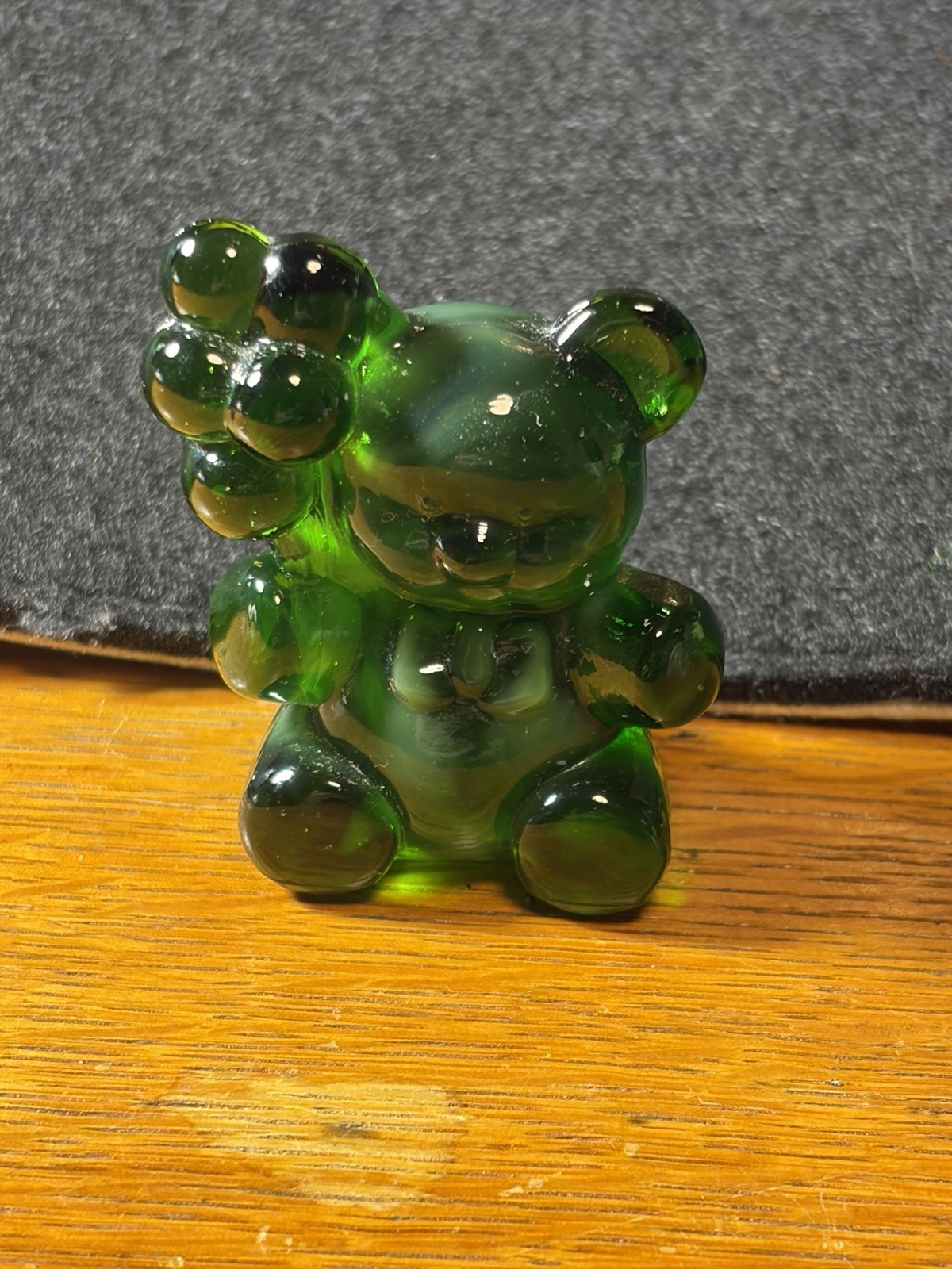 Boyd’s Crystal Art Glass PATRICK THE BEAR Green Signed By Bernard Boyd