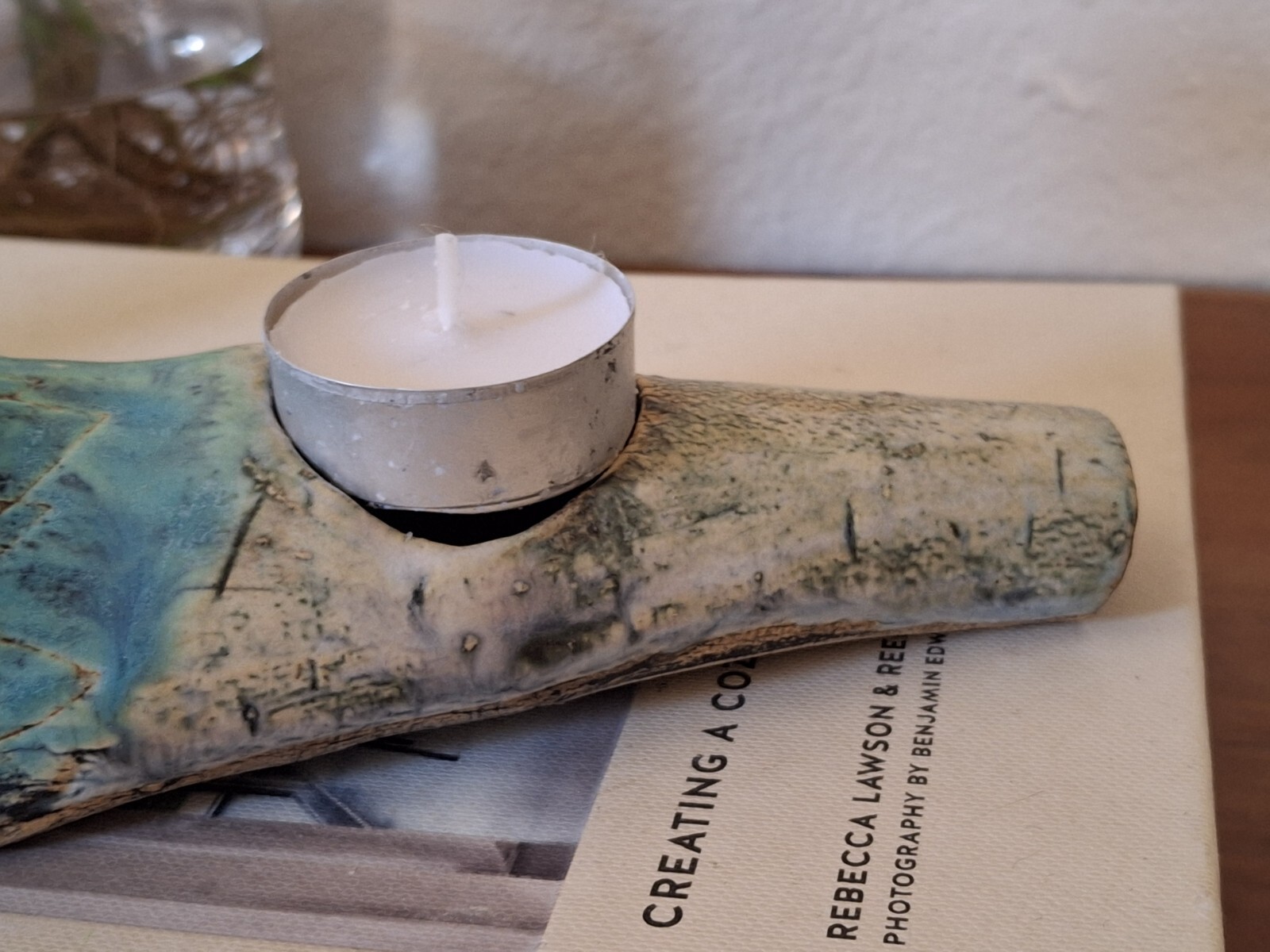 Raku Pottery Abstract Bird Votive Holder Incense Burner Handmade Blue 2014